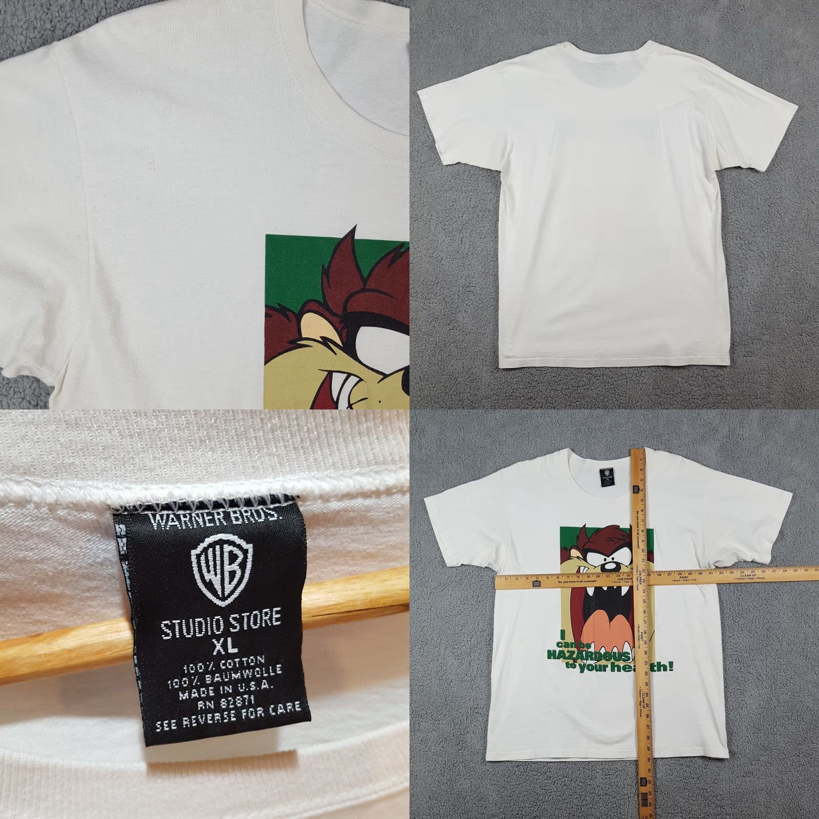 Vintage VINTAGE 90s Warner Bros Taz Tasmanian Devil Cartoon T-Shirt Men XL White Cotton Retro Y2K Size US XL / EU 56 / 4 - 8 Thumbnail