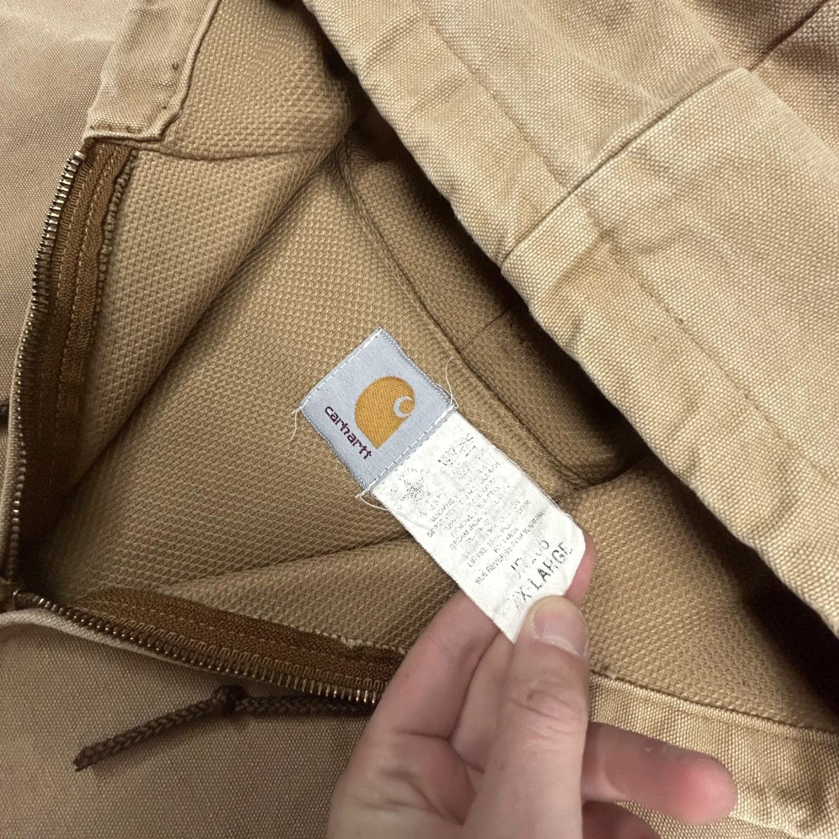 Carhartt VINTAGE Carhartt Jacket Mens 2XL Hooded Canvas Bomber Regular Zip Beige Grunge 90s Workwear Mens Size US XXL / EU 58 / 5 - 7 Thumbnail