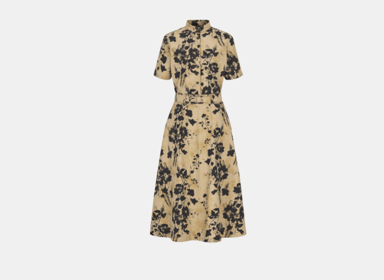Dior o1w1db11225 427R76 Mid-Length Dress in Beige/Black Size L / US 10 / IT 46 - 1 Thumbnail