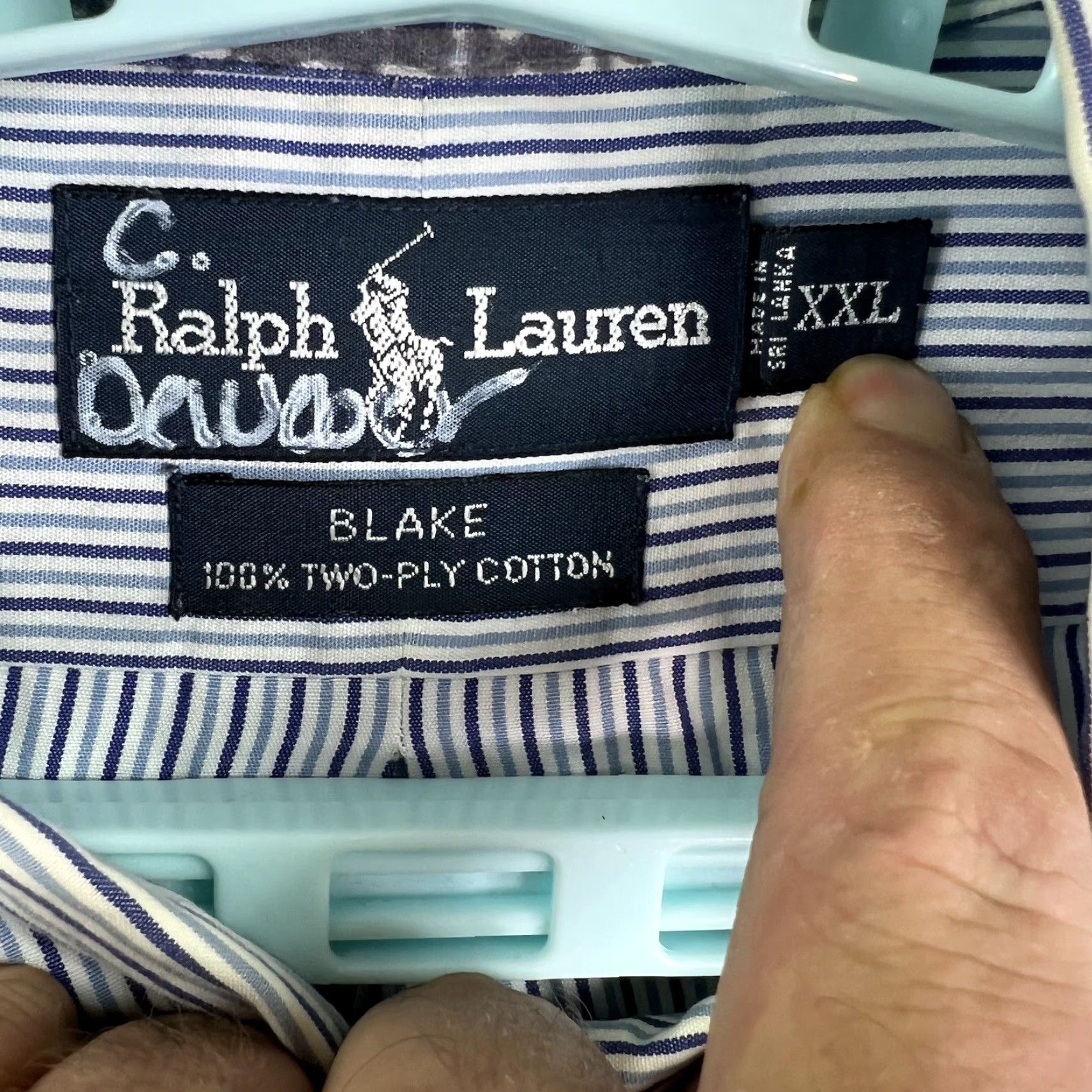 Ralph Lauren Ralph Lauren Blake Striped Button-Down Shirt Mens 2XL Blue Long Sleeve Regular Fit Size US XXL / EU 58 / 5 - 4 Thumbnail