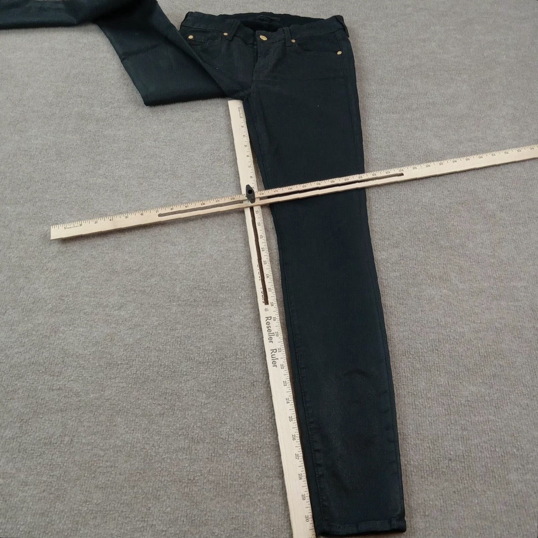 7 For All Mankind 7 For All Mankind Jeans Women Size 29 Black Skinny Stretch Denim 5-Pocket Inseam 31 Dark Size 29" - 2 Thumbnail