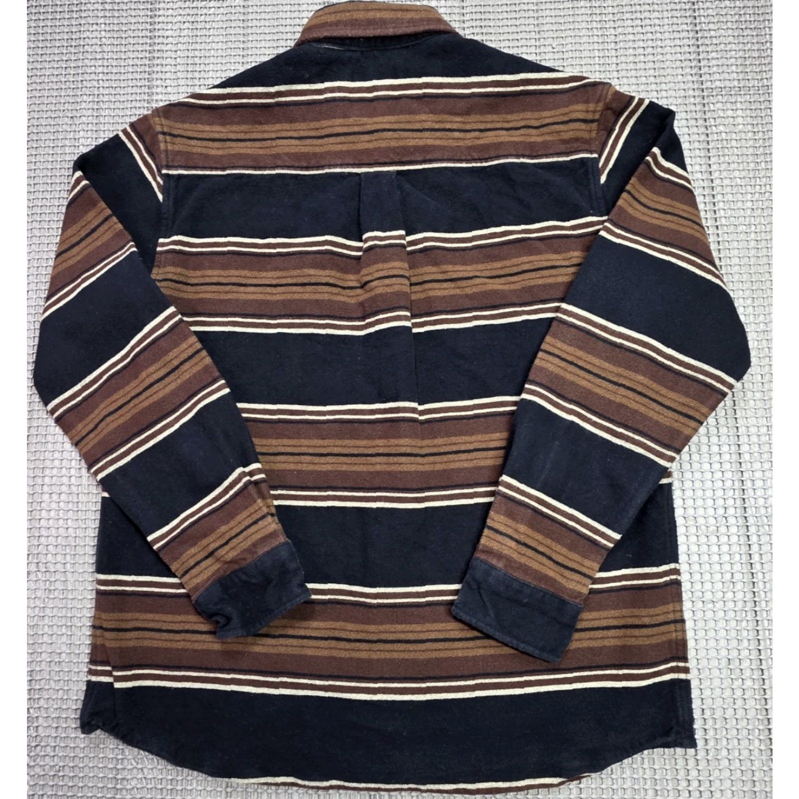 Katin Katin Shirt Mens S Flannel Stripe Button Up Workshirt Brown Blue Size US S / EU 44-46 / 1 - 7 Thumbnail