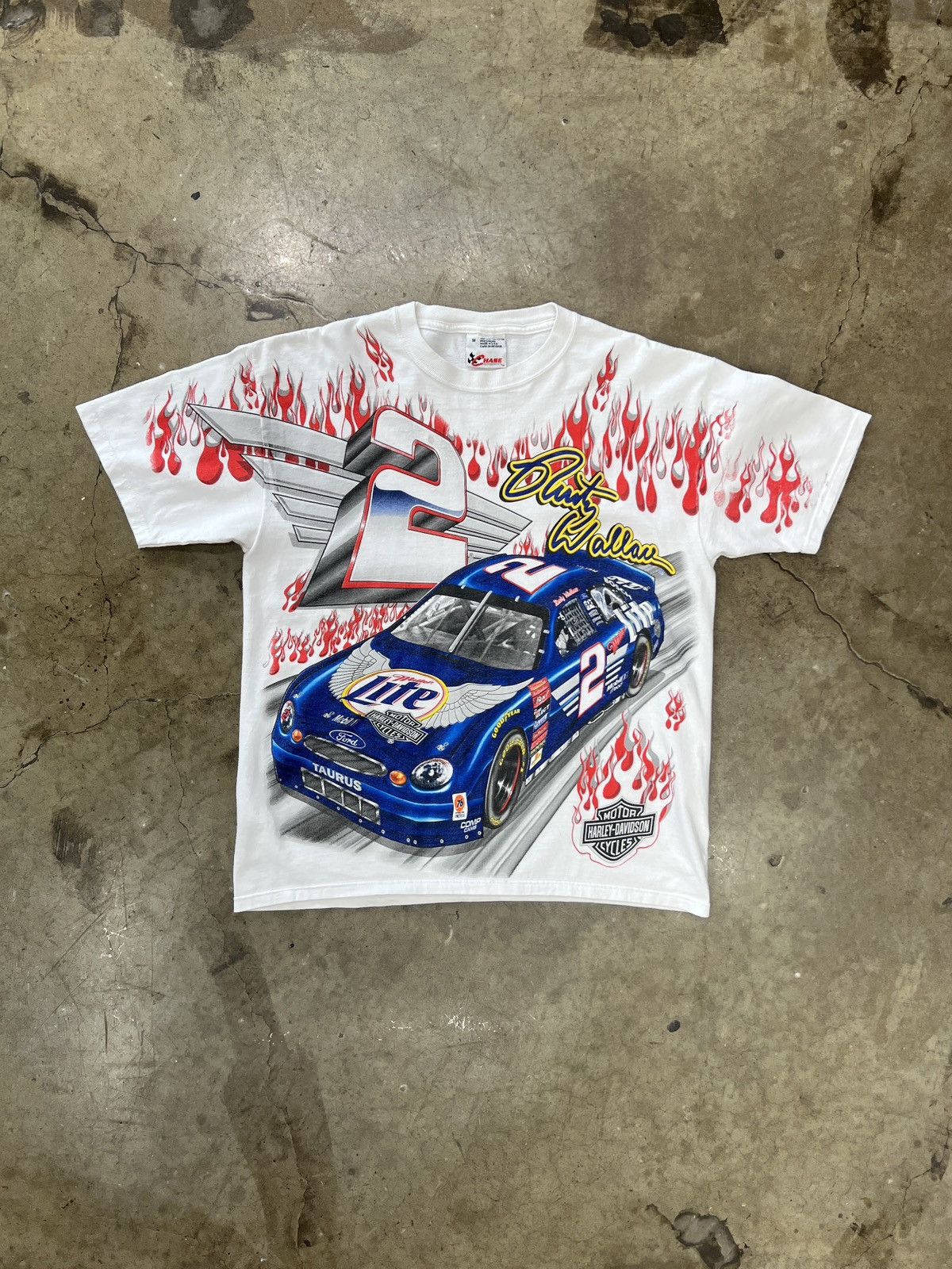NASCAR Vintage Harley Davidson NASCAR Rusty Wallace AOP Tee Medium Size US M / EU 48-50 / 2 - 2 Thumbnail