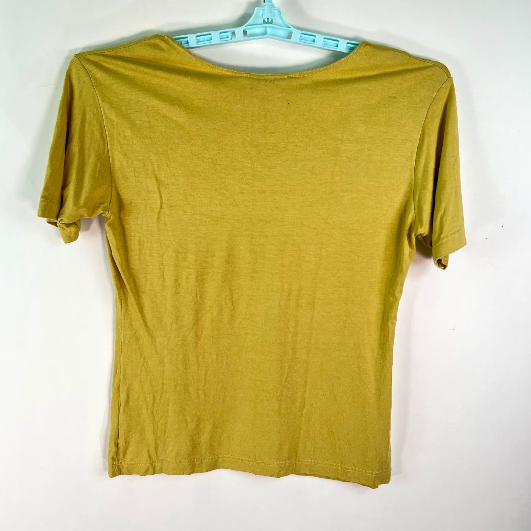 Vintage Olsen Womens Blouse Shirt Yellow Round Neck Short Sleeves M Size M / US 6-8 / IT 42-44 - 3 Thumbnail