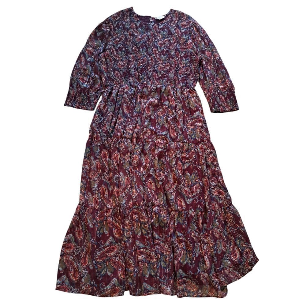 Other Girl Soul Tiered Paisley Print Western Cottagecore Maxi Dres Size 3XL / US 20-22 - 3 Thumbnail