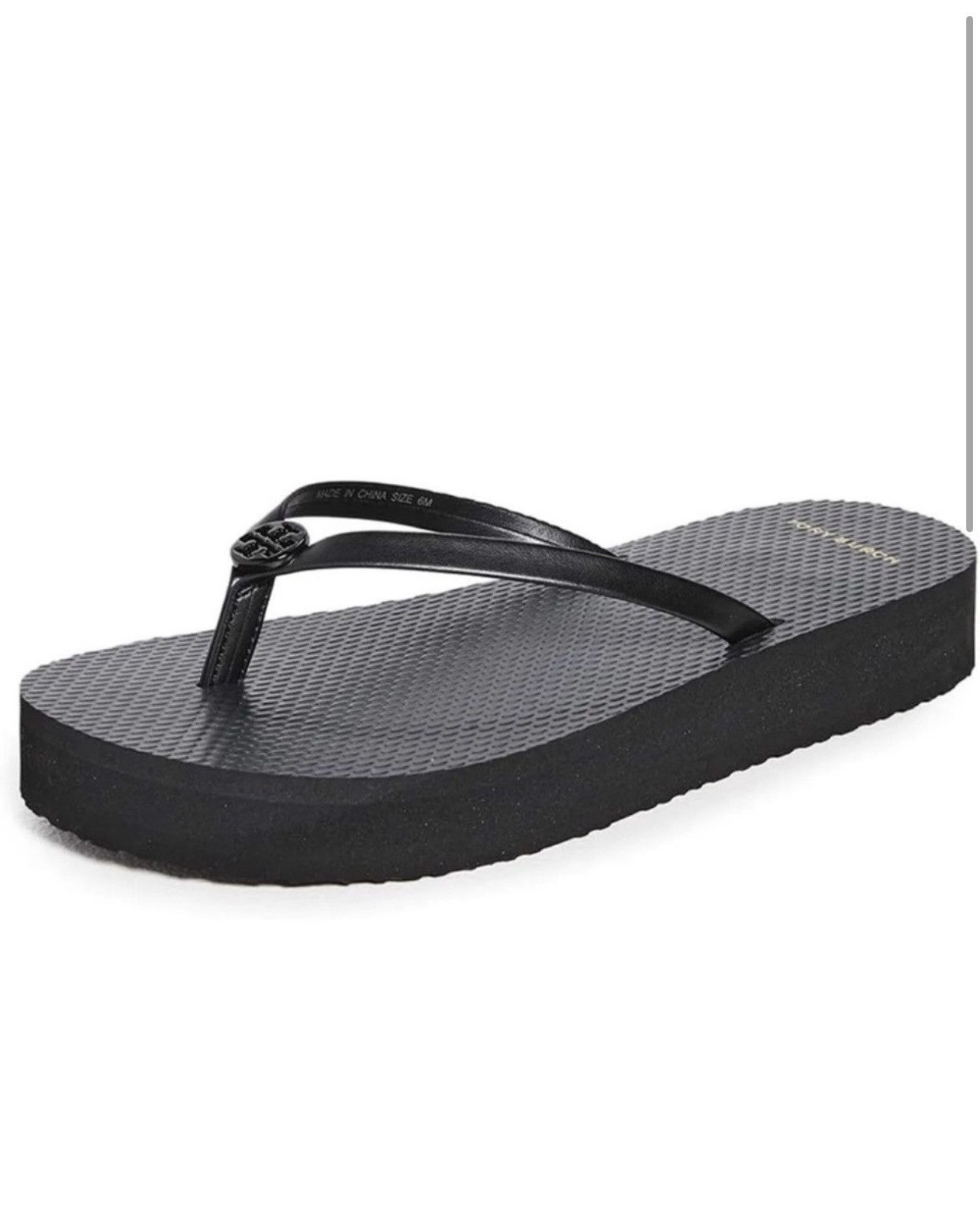 Tory Burch NWT Tory Burch Thin leather Strap Black Platform Flip Flop Size US 6 / IT 36 - 2 Thumbnail
