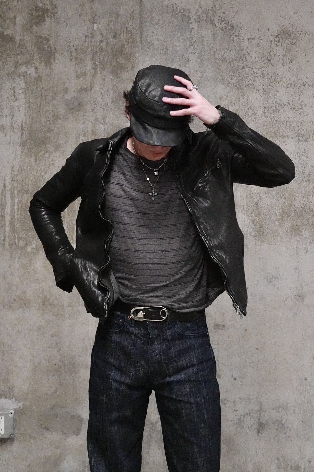 Isamu Katayama Backlash Black single riders leather jacket Isamu