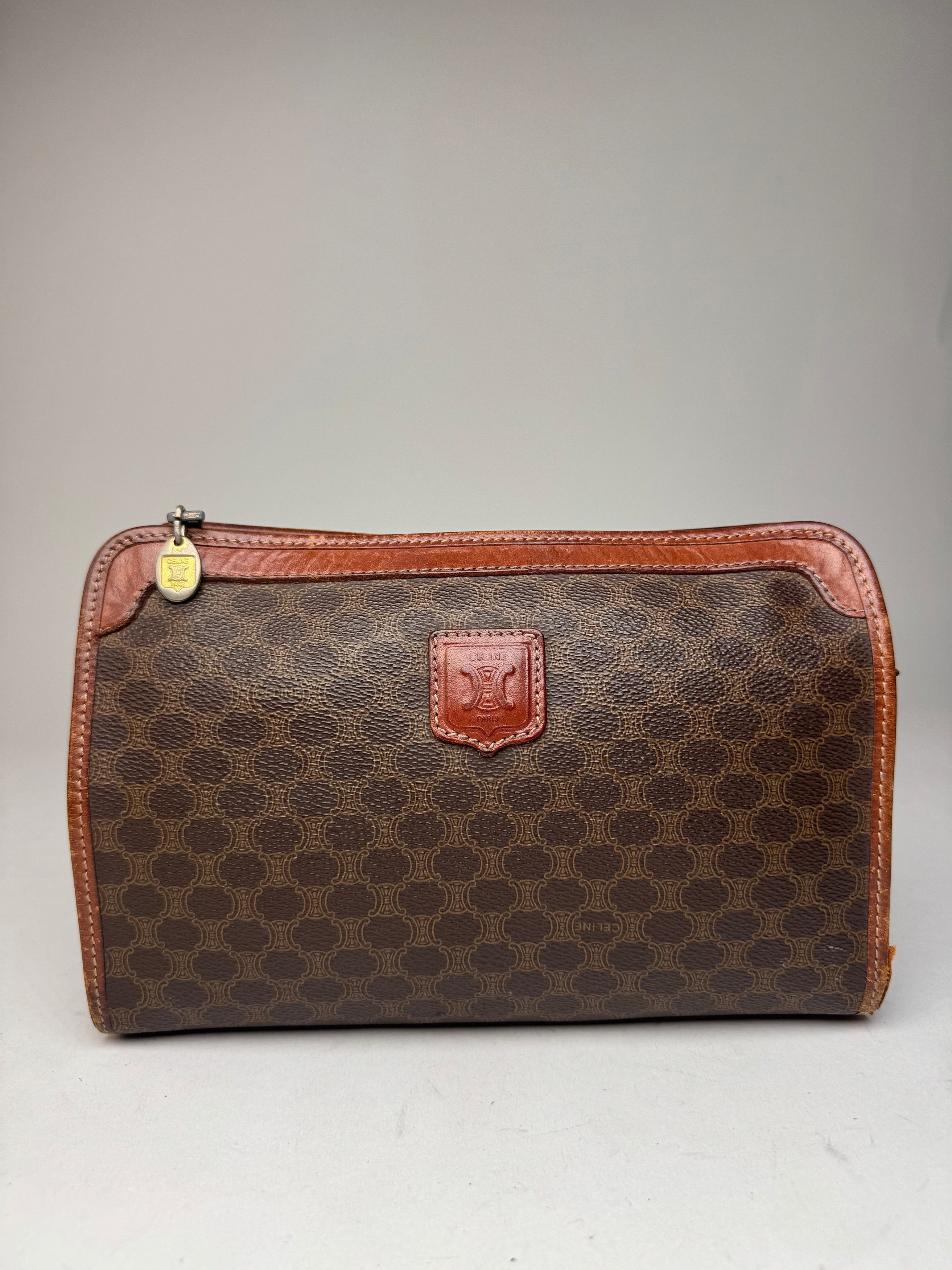 Celine Vintage Paris Monogram Leather clutch brown Size ONE SIZE - 1 Thumbnail