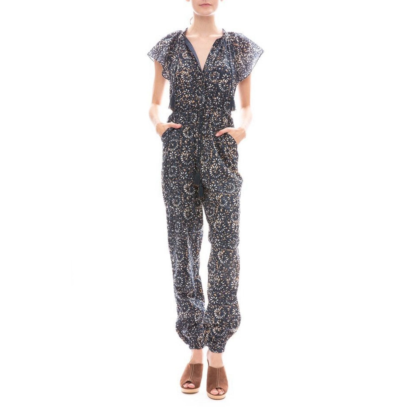 Ulla Johnson Terra Jumpsuit Azul Navy Blue Cotton Tassels 2