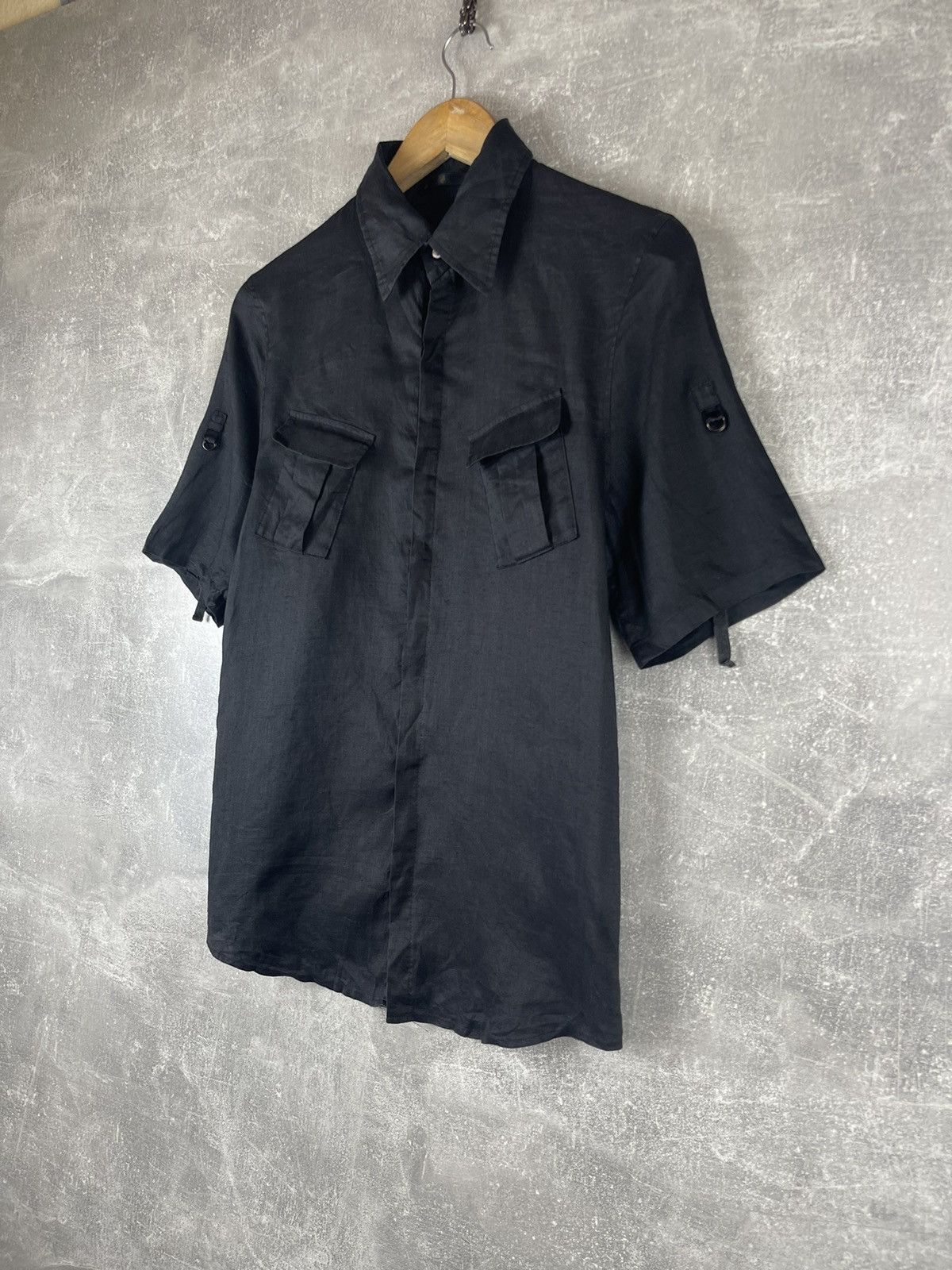 Japanese Brand × Vintage Ato Keisuke Imazaki Black Linen Short Sleeve Utility Shirt Size US S / EU 44-46 / 1 - 2 Thumbnail