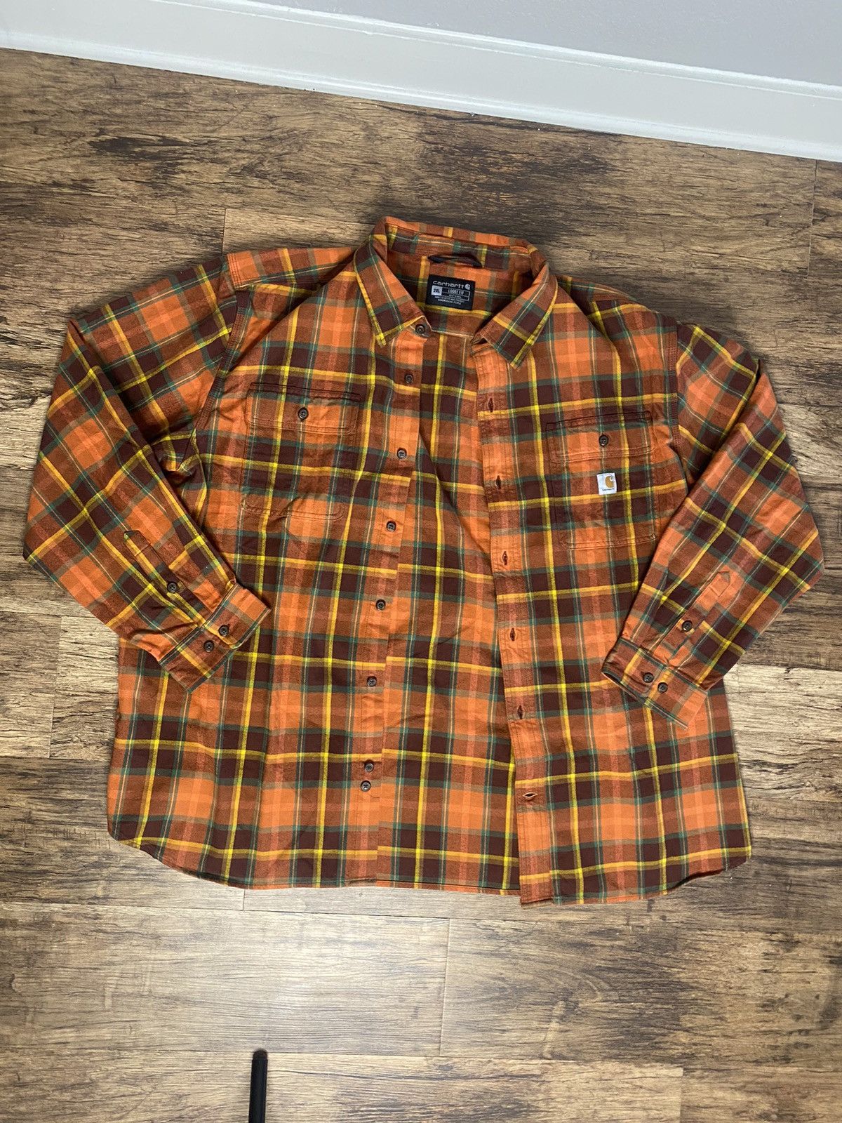 Image of Carhartt Heavy Flannel in Orange, Men's (Size 2XL)