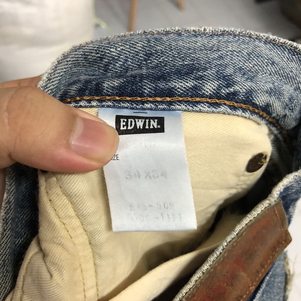 Edwin DLL Edwin Blue selvedge Distressed ripped Denim Pants #C250 Size US 34 / EU 50 - 20 Thumbnail