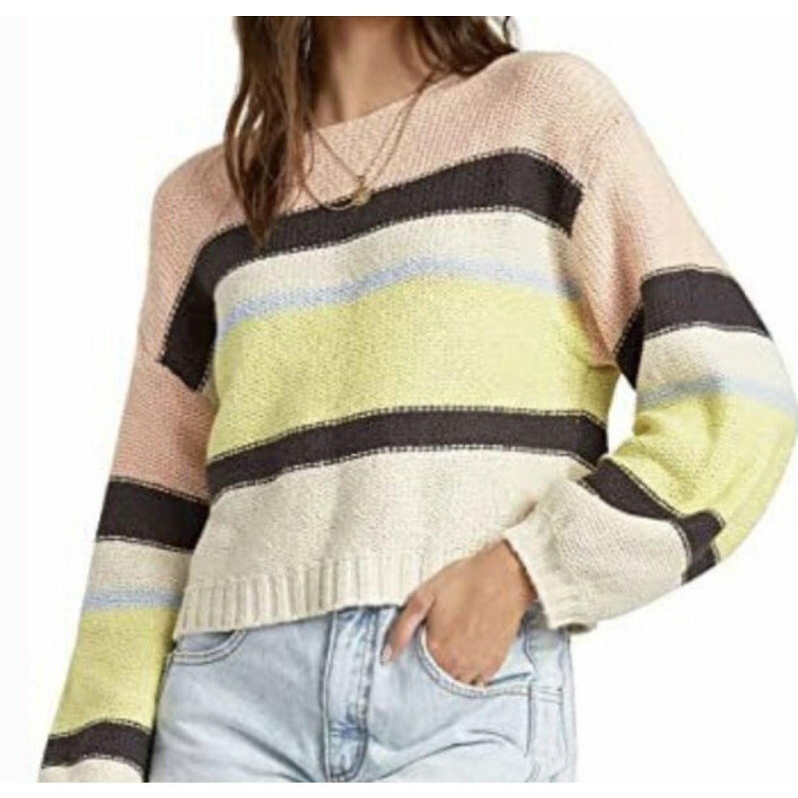 Billabong Billa Bong Seeing Stripes Sweater pink/yellow A003021 Size M / US 6-8 / IT 42-44 - 1 Thumbnail