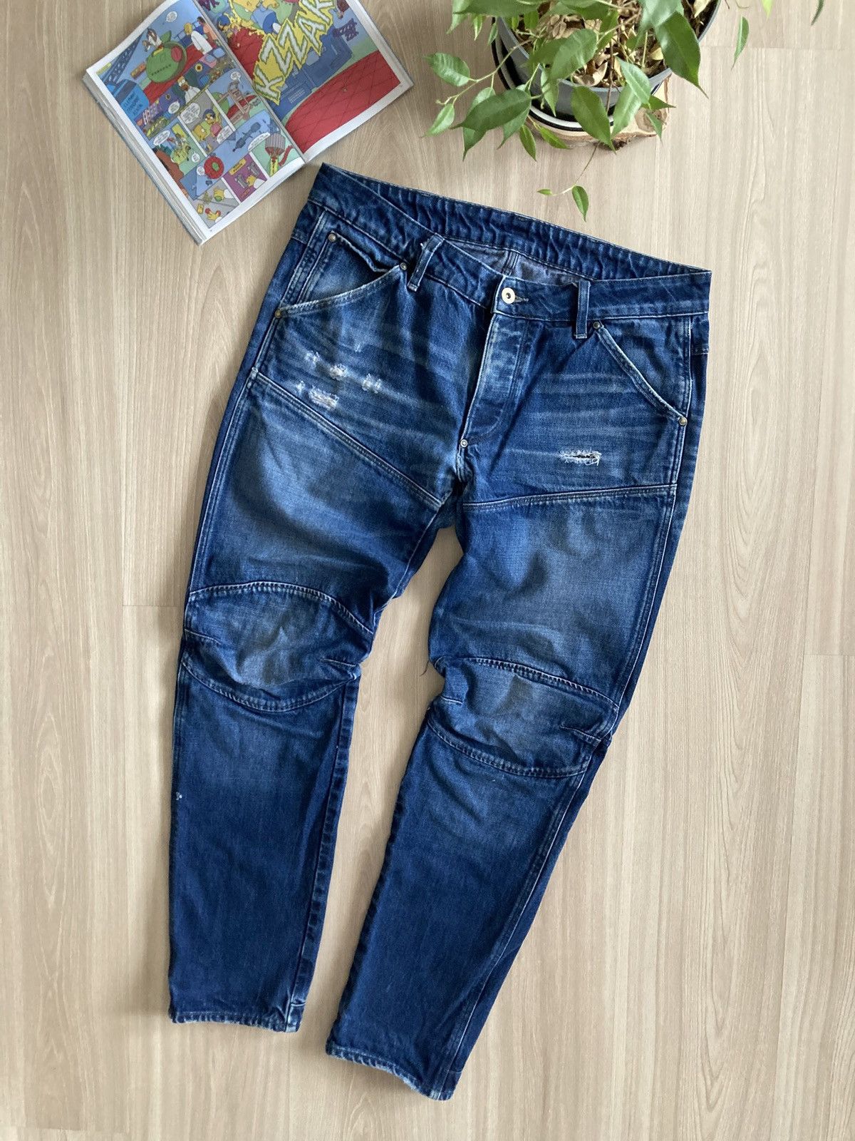 G-Star Vintage G-Star Raw 3D Low Tapered Denim Dirty Pants Jeans Size US 34 / EU 50 - 2 Thumbnail