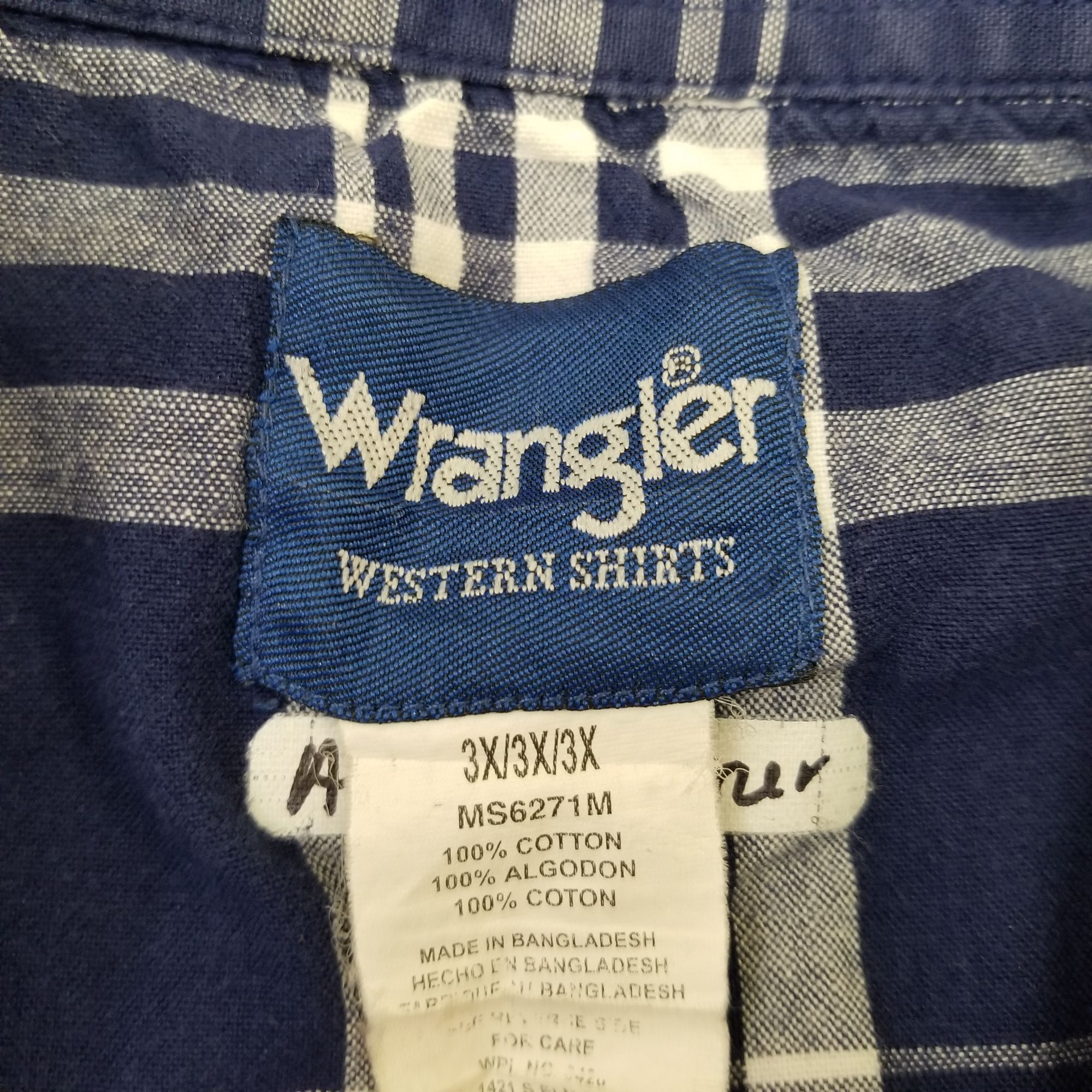 Wrangler Wrangler 3X Blue White Plaid Snap Down Shirt Western Rodeo R Size US XXL / EU 58 / 5 - 4 Thumbnail