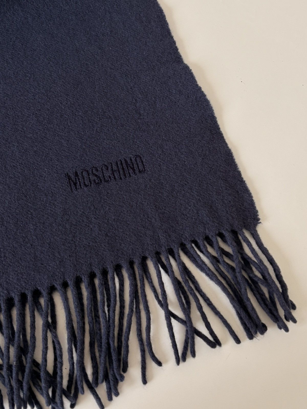 Moschino MOSCHINO UNISEX 100% MERINO WOOL BLUE SCARF MADE IN ITALY Size ONE SIZE - 4 Thumbnail