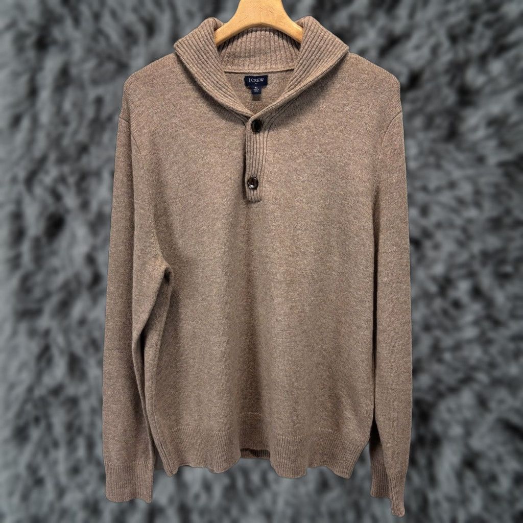 J.Crew VINTAGE J.CREW FACTORY Shawl Collar Sweater Men XL Light Brown Lambswool Blend Pullover Mens Size US XL / EU 56 / 4 - 1 Thumbnail