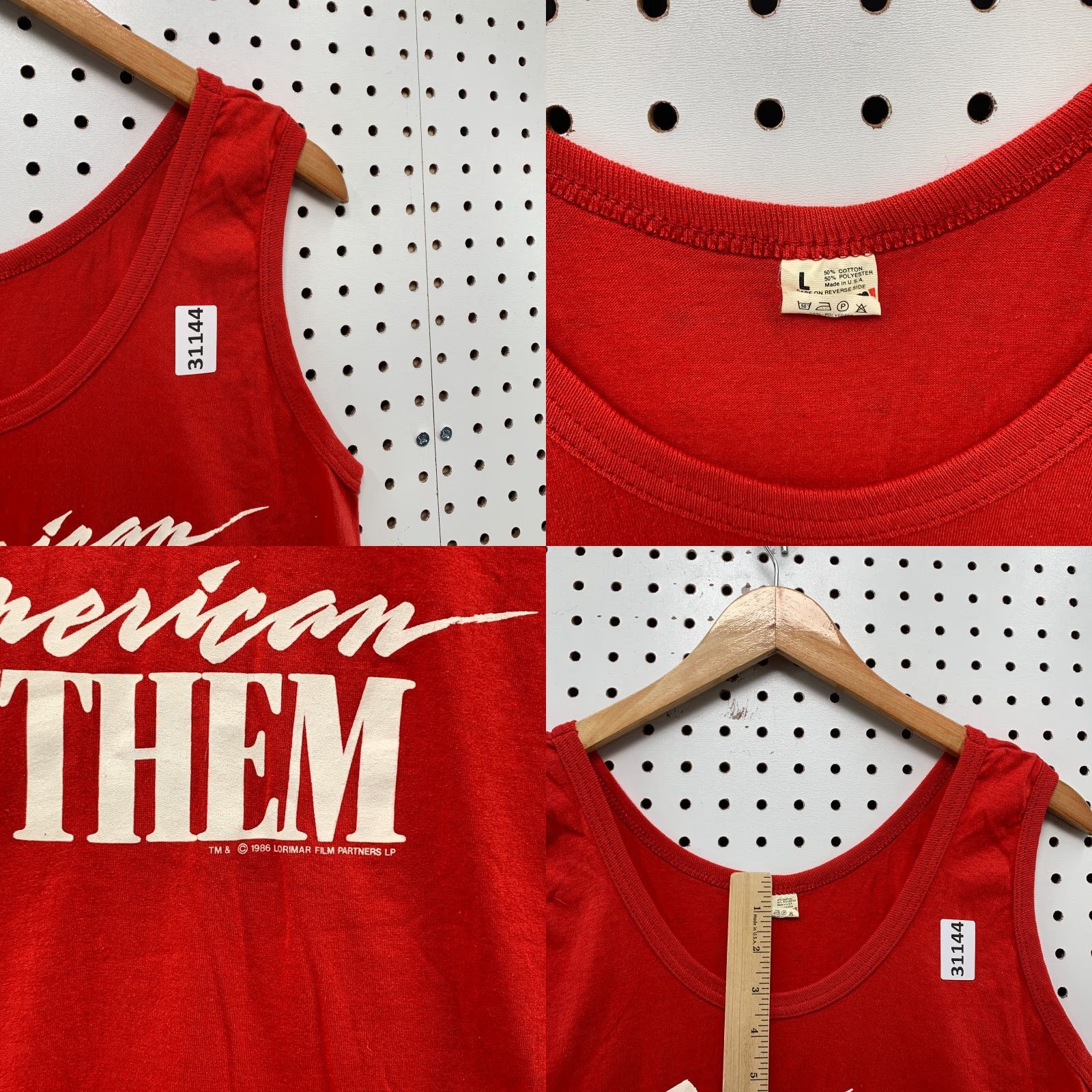 Vintage VINTAGE American Anthem Movie Promo Tank Shirt Red Mens S Small 80s Film Theme Crew Neck Cotton T-Shirt Men Size US S / EU 44-46 / 1 - 8 Thumbnail