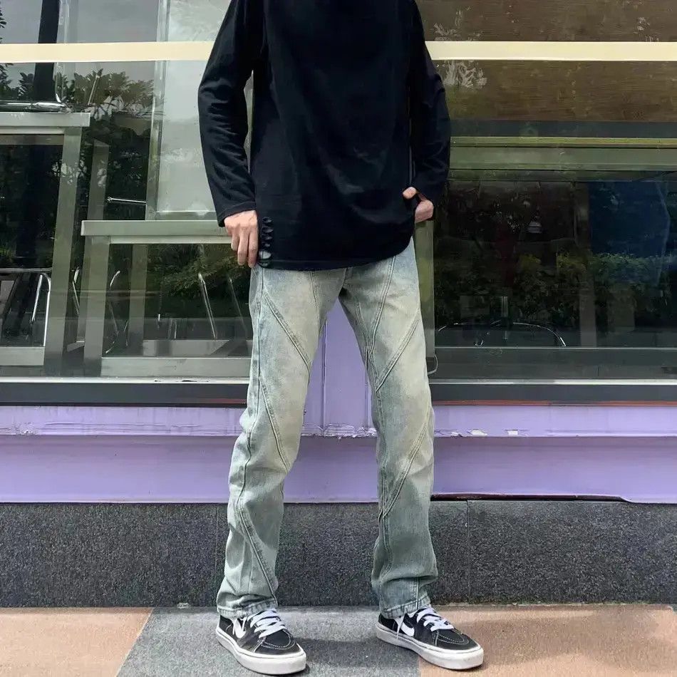 Japanese Brand × Jean Retro patchwork washed straight leg jeans Size US 32 / EU 48 - 2 Thumbnail
