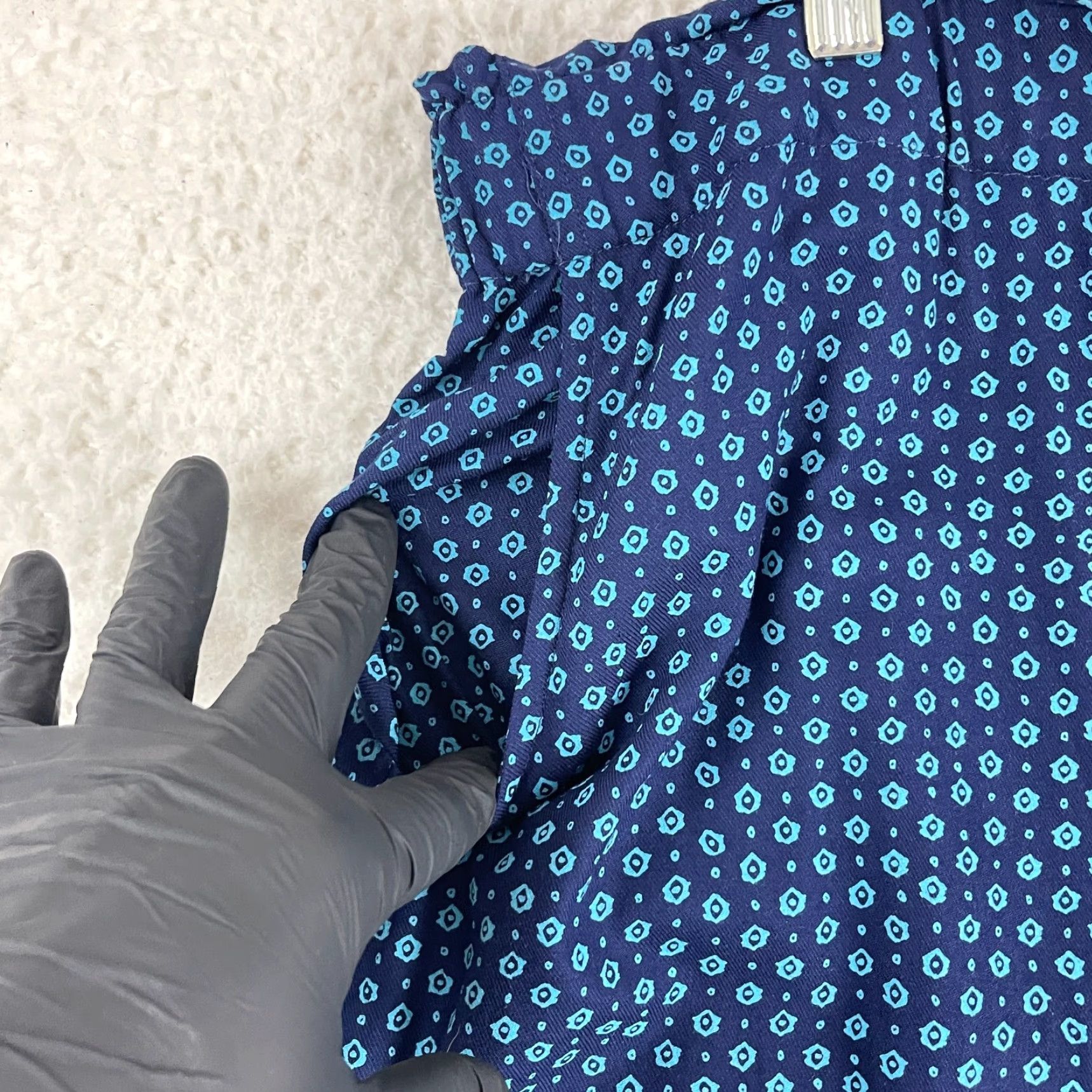 Vintage NorthStyle Blue Dot Print Pull On Elastic Waist Cropped Pants Womens Large Size 36" / US 14 / IT 50 - 4 Thumbnail