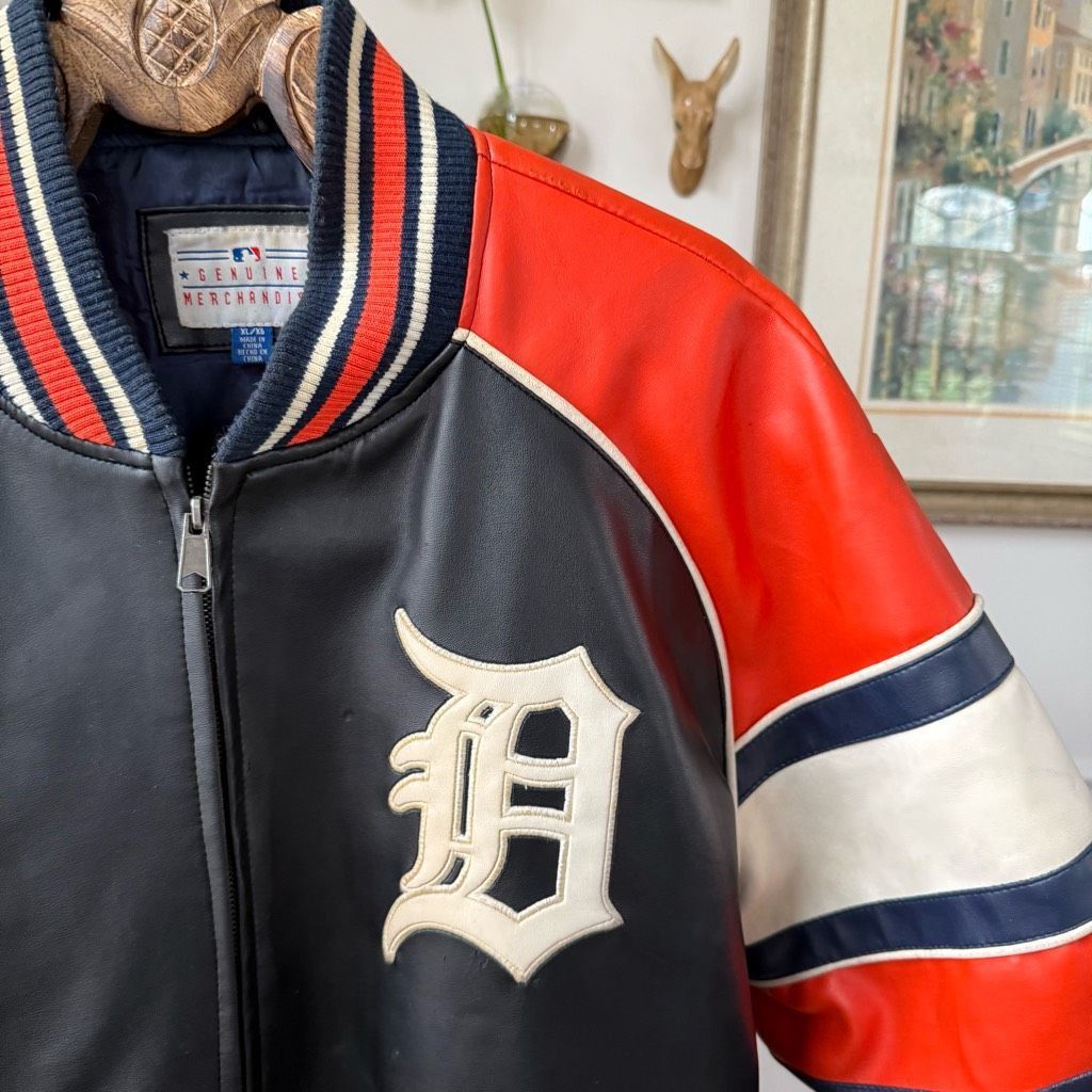 MLB Vintage 90s Official MLB Detroit Tigers Baseball Faux Leathe Size US XL / EU 56 / 4 - 2 Thumbnail