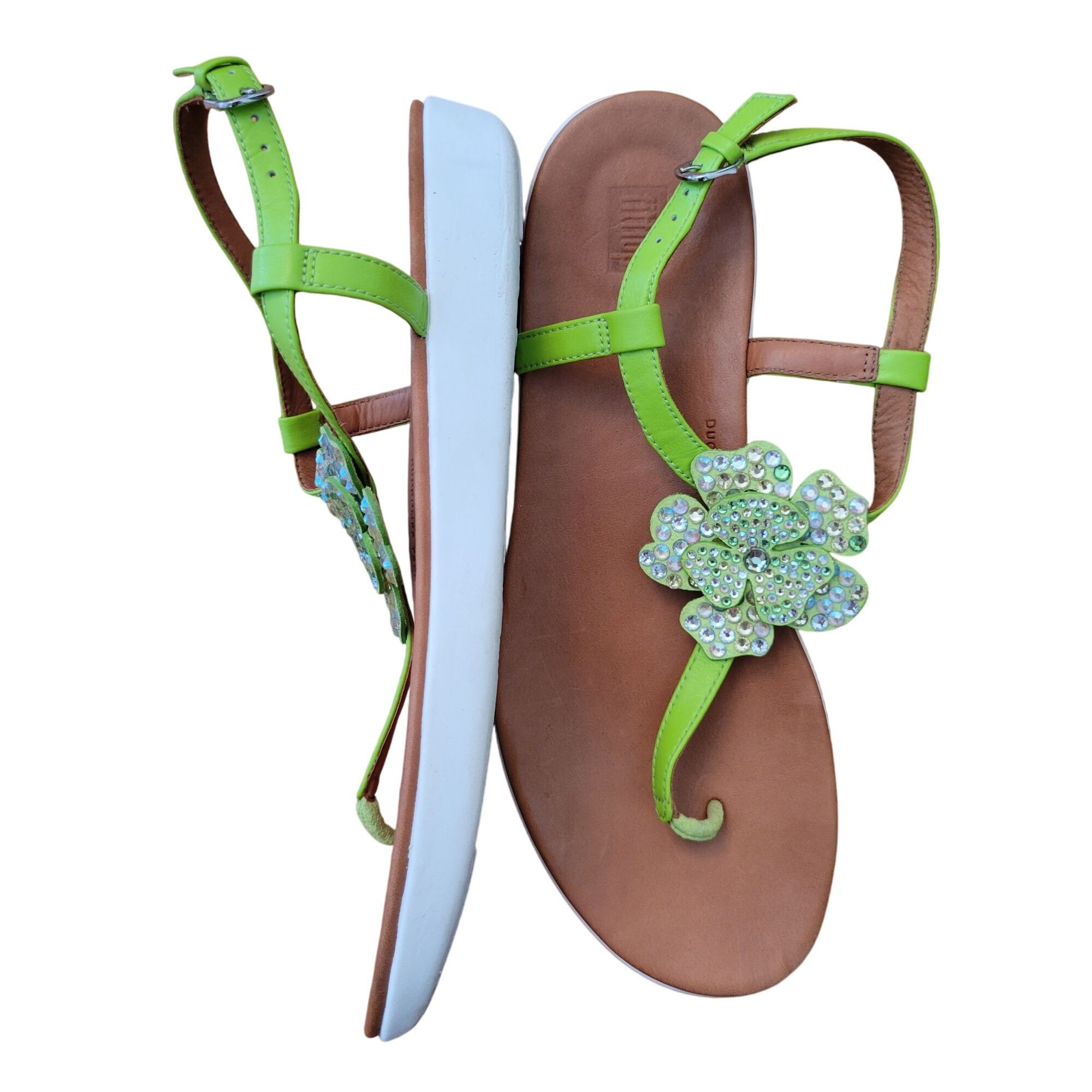 Vintage Fitflop Lime Green Toe Post Sandals TIA Corsage Sequins Flor Size US 10 / IT 40 - 1 Thumbnail