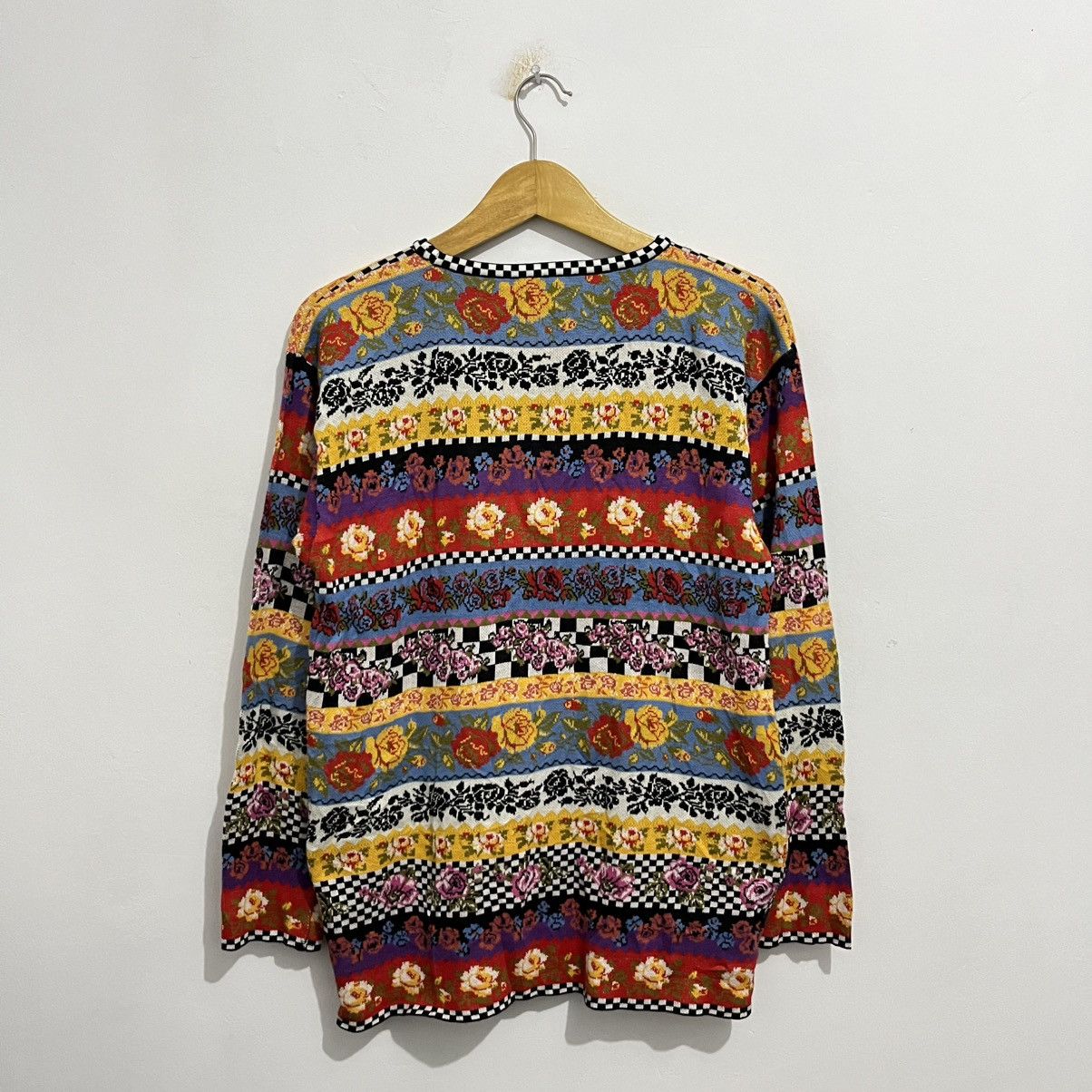 Kenzo Kenzo Vintage Floral Stripe Knit Sweater Size L / US 10 / IT 46 - 9 Thumbnail