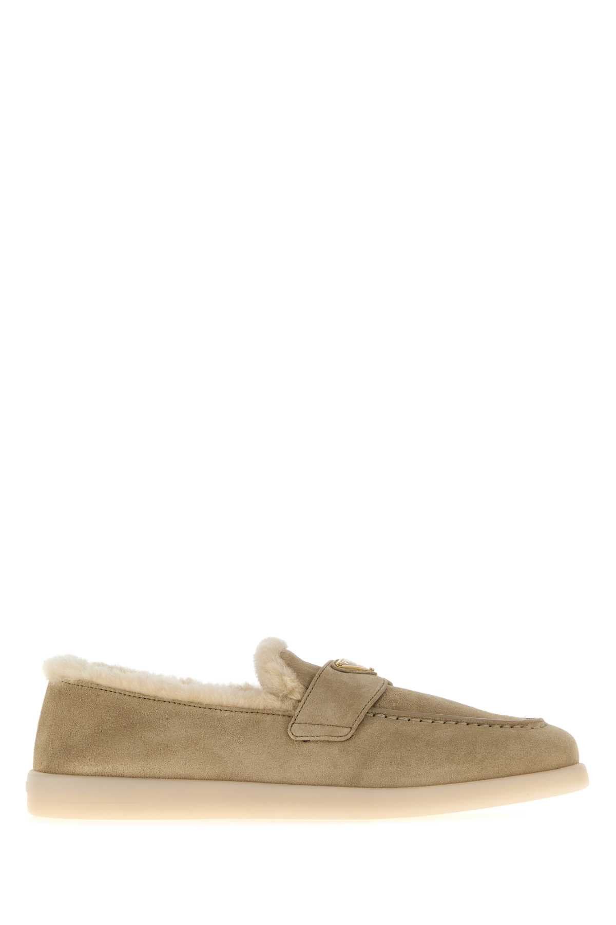 Beige Suede Loafers
