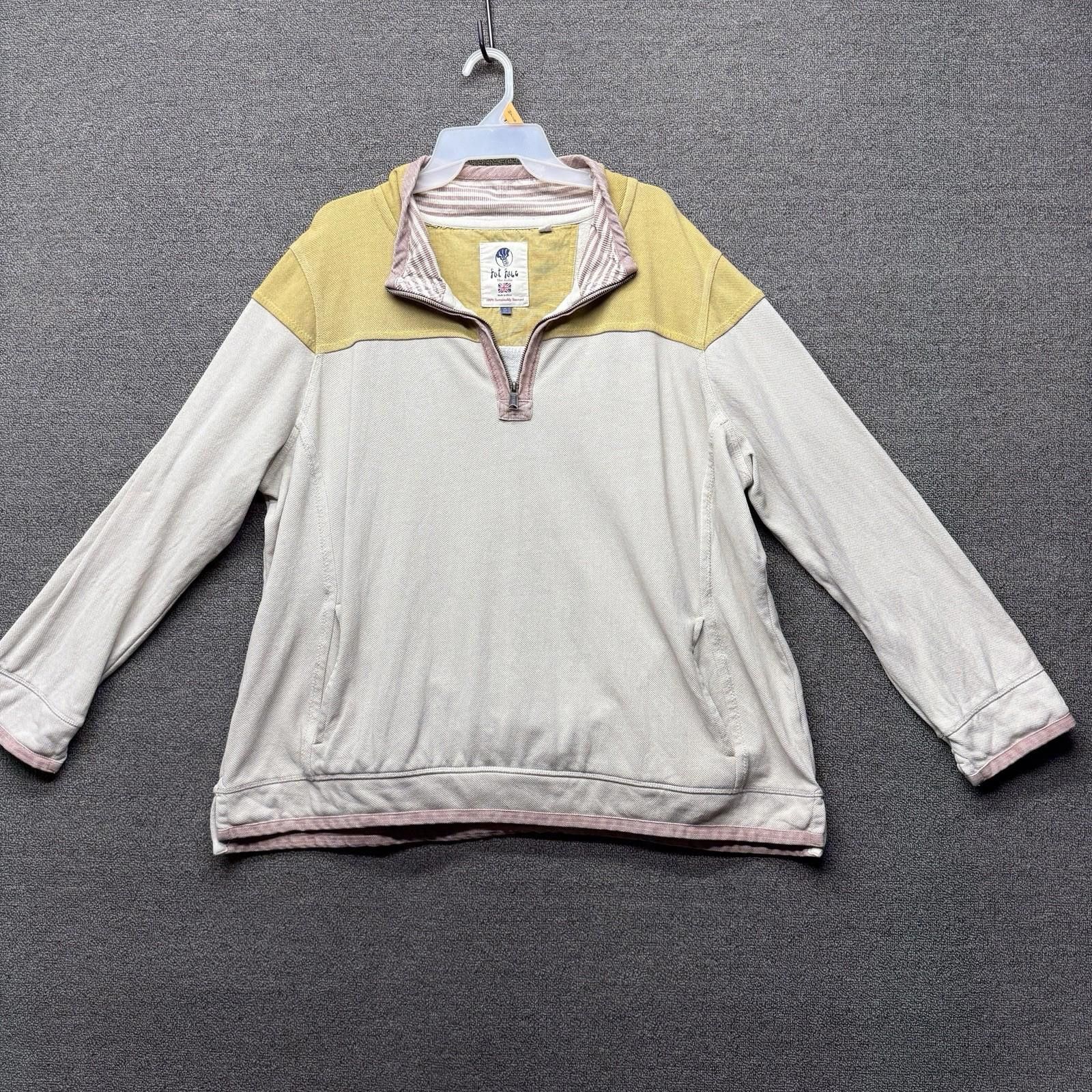 FatFace Fat Face Airlie Men's 1/4 Zip Pullover Ivory Mustard Pink 16 Size US L / EU 52-54 / 3 - 1 Thumbnail