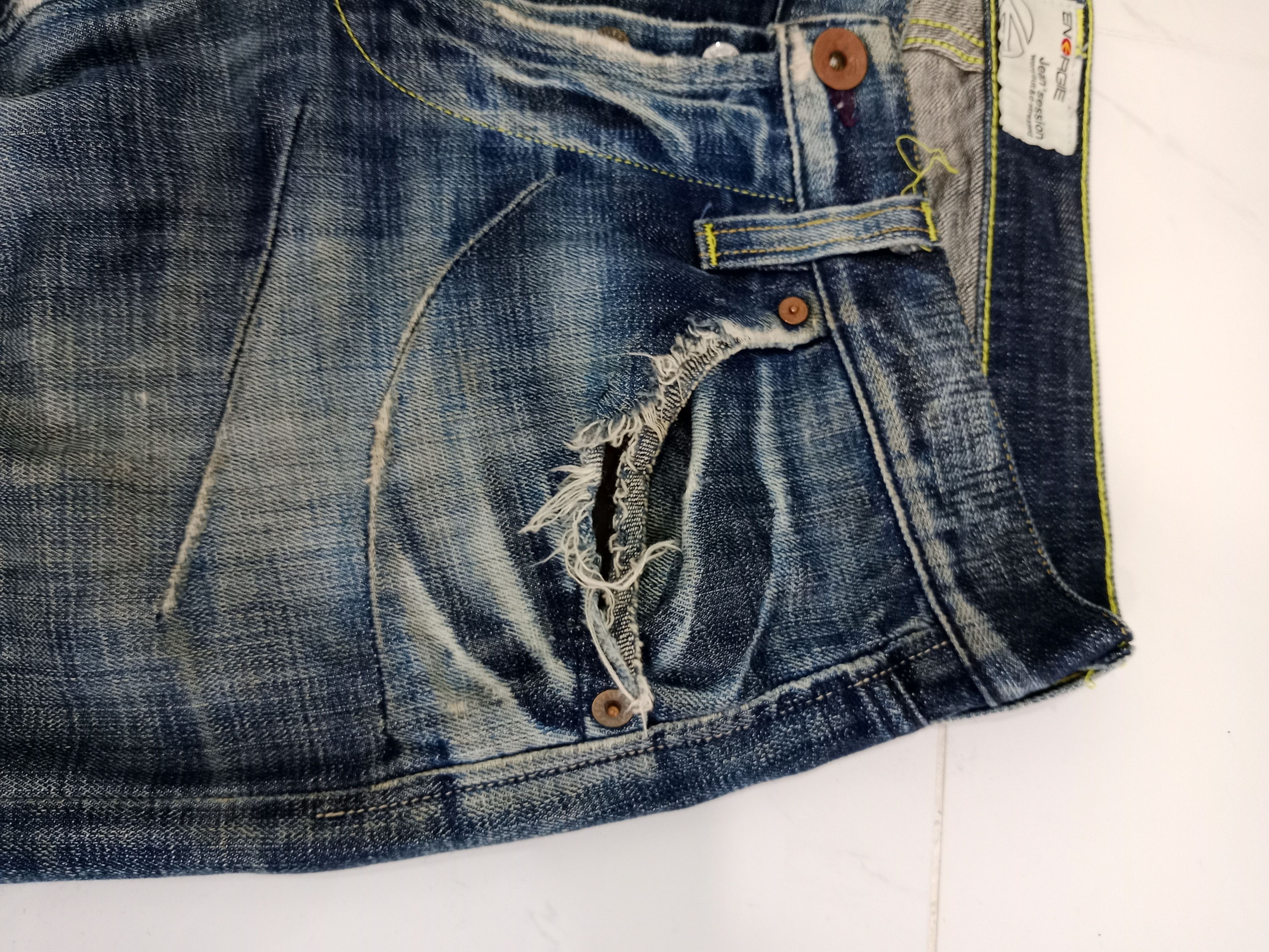 Energie ENERGIE Distressed Jean's Blue Denim Fly Button Size US 33 - 9 Thumbnail