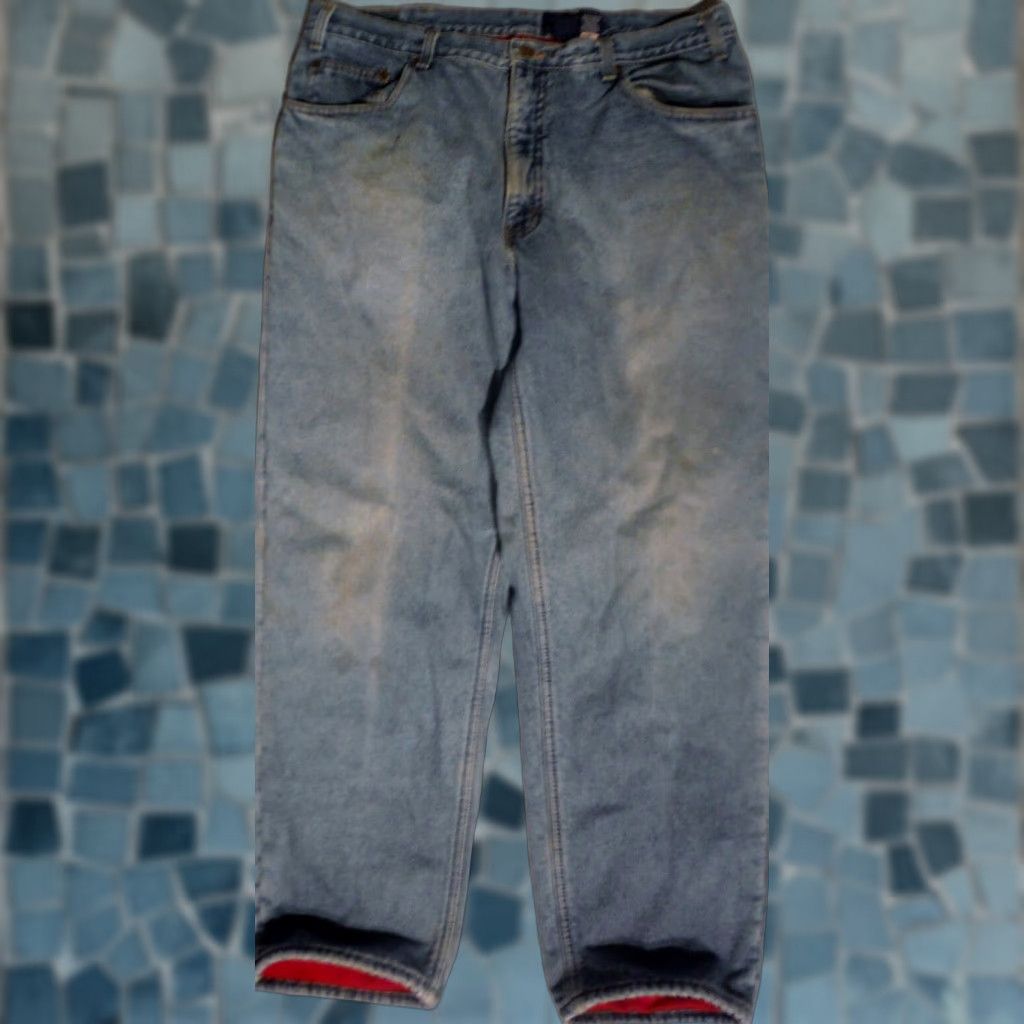 Eddie Bauer VINTAGE Eddie Bauer Blue Denim Jeans 38x28 USA Made with Fleece Lining, Classic Straight Leg, Warm, Mens Size US 38 / EU 54 - 1 Thumbnail
