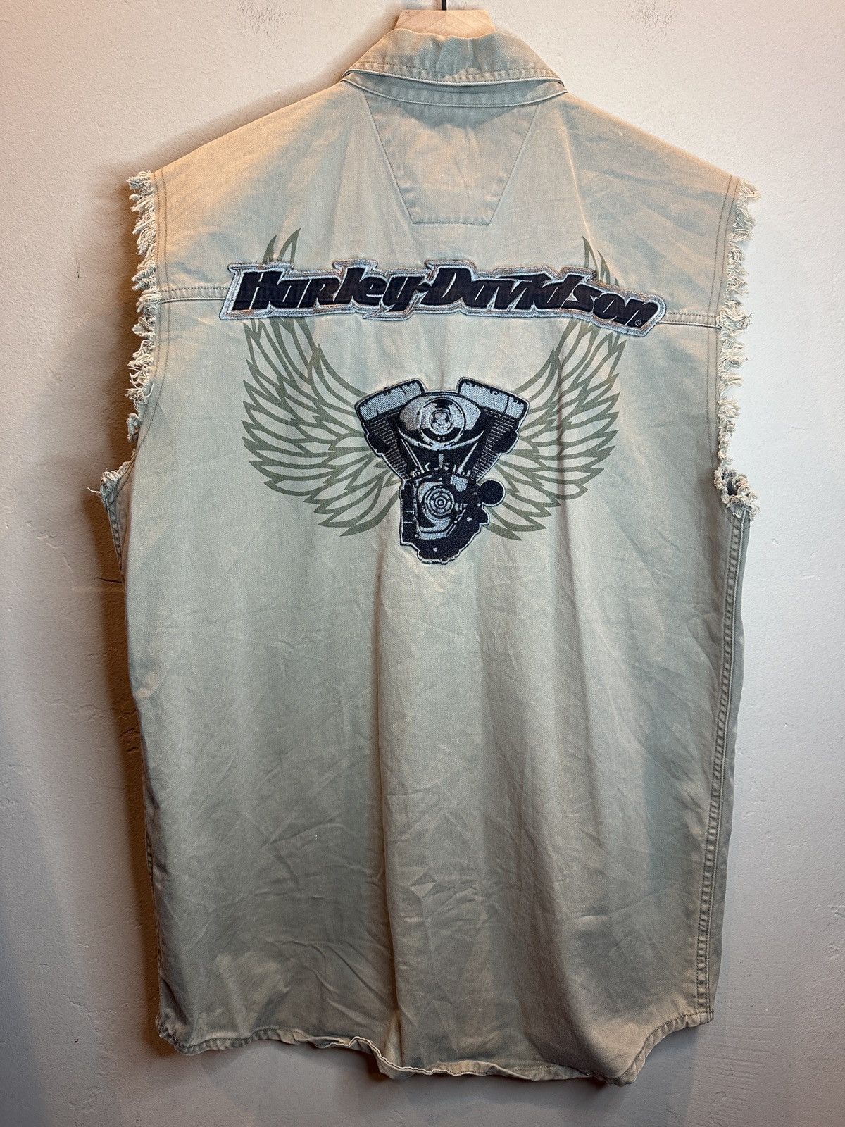 Harley Davidson × Vintage *RARE* Vintage Harley Davidson Patch Embroidered Thrash Vest Size US M / EU 48-50 / 2 - 1 Thumbnail
