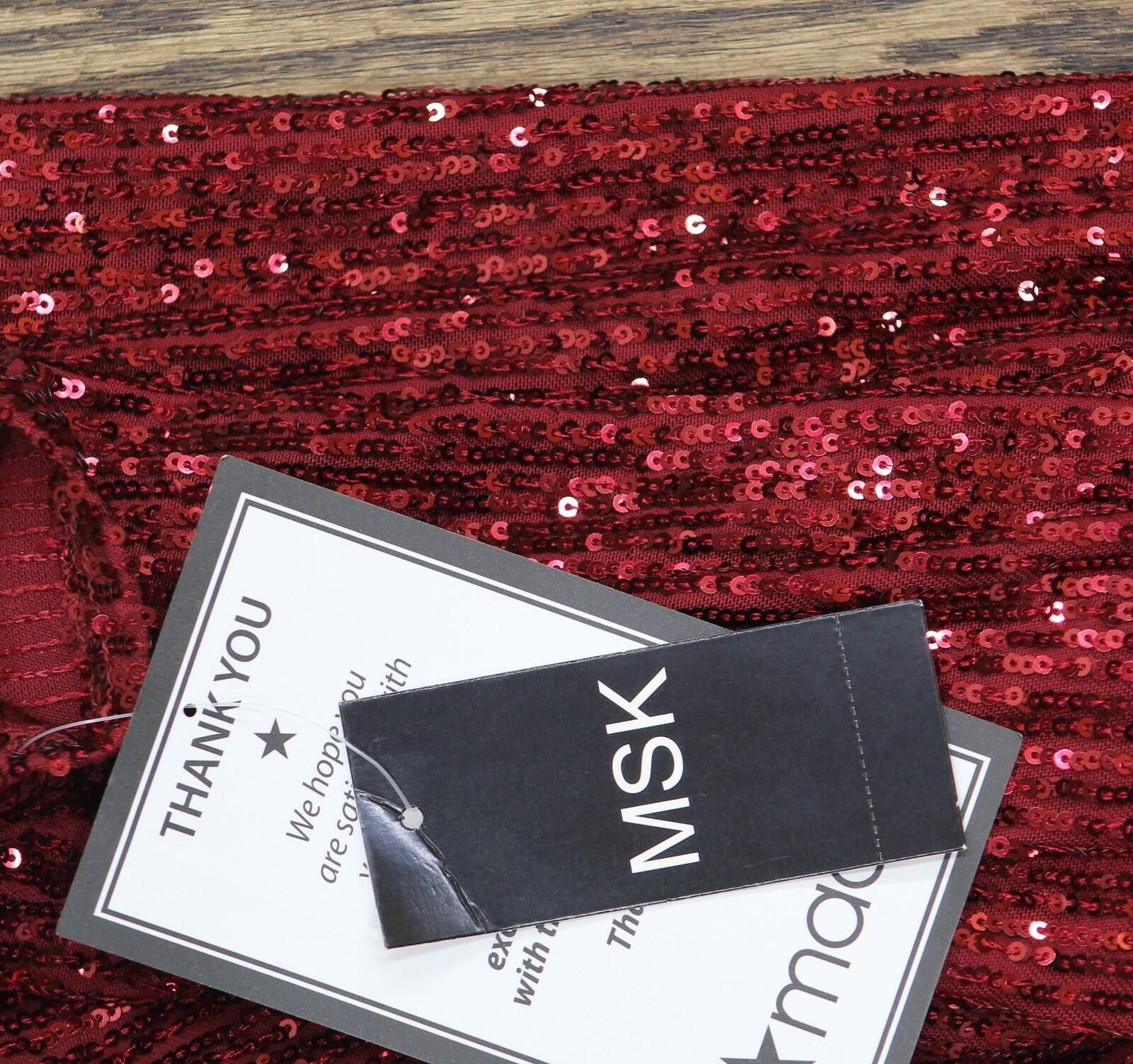 Other Nwt Msk Sequin Neck Long Sleeved Top Blouse Dark Wine Red L Size L / US 10 / IT 46 - 4 Thumbnail