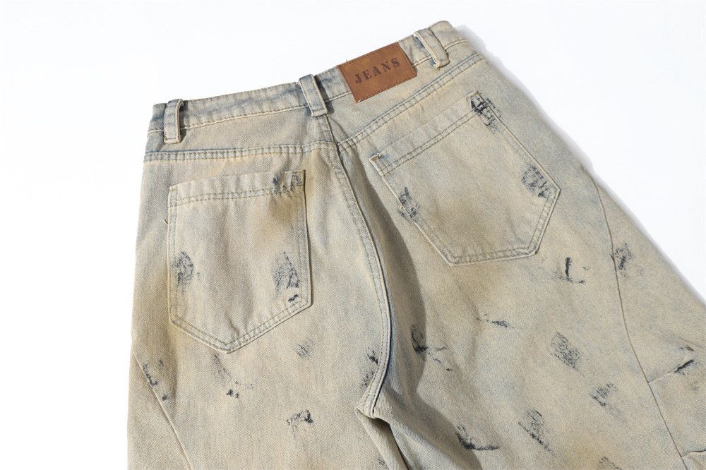 Japanese Brand × Jean Men's distressed trendy ink-splashed dirty denim shorts Size US 32 / EU 48 - 5 Thumbnail