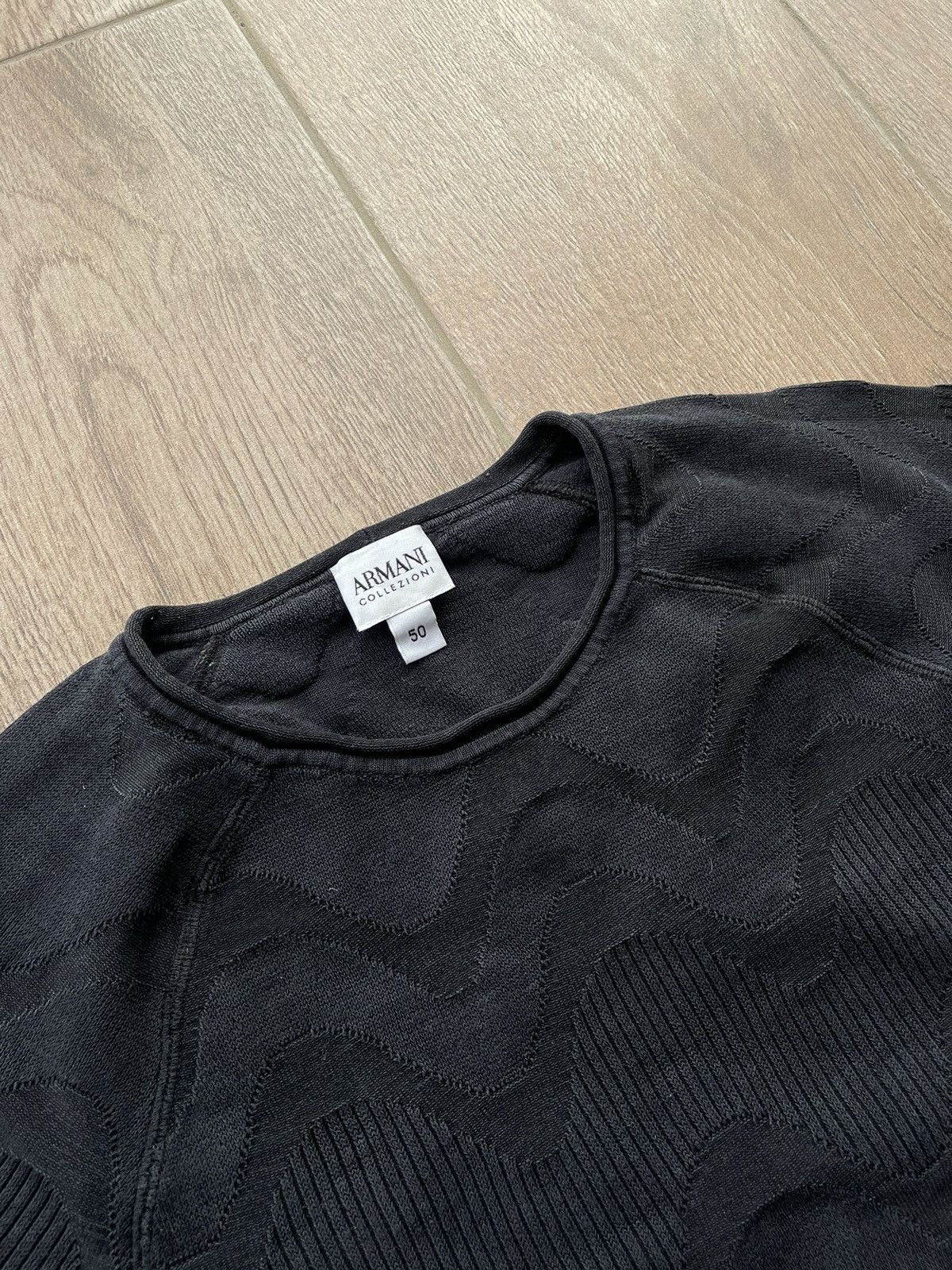 Armani Collezioni × Japanese Brand Luxury Mans Armani Collezioni Coogi Style Black Sweatshirt Size US M / EU 48-50 / 2 - 4 Thumbnail
