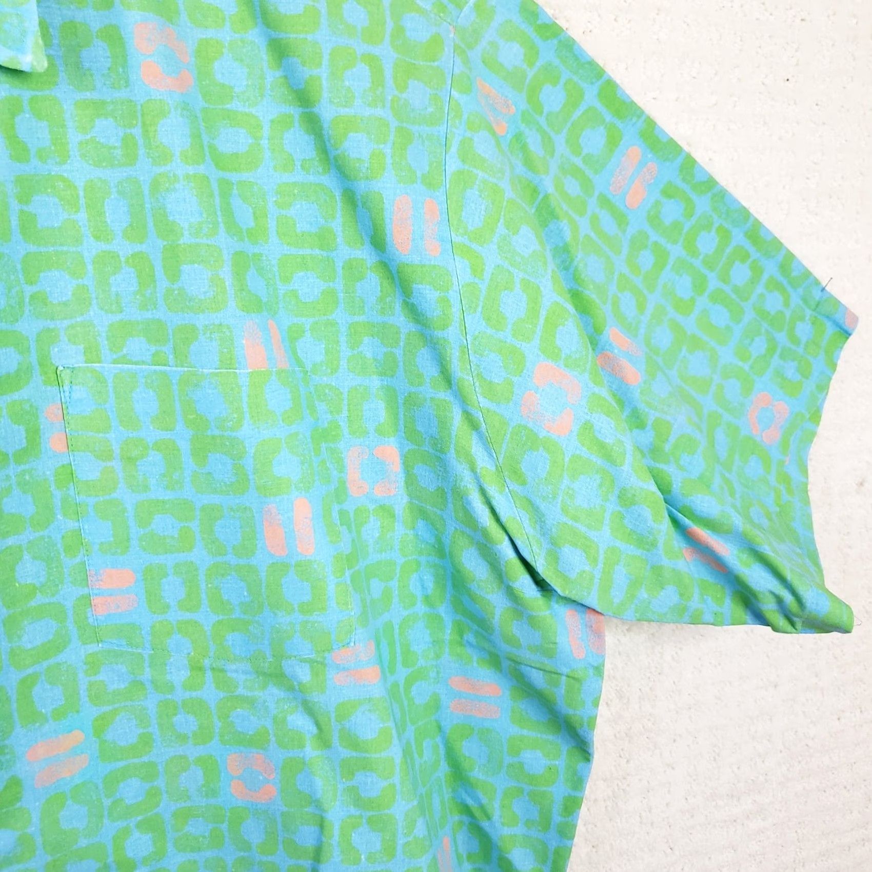 Pinko VINTAGE Surf Gear Shirt XL Adults Green Pink 1990s Short Sleeve Button-Front Hawaiian Cotton Shirt Mens Size US XL / EU 56 / 4 - 7 Thumbnail