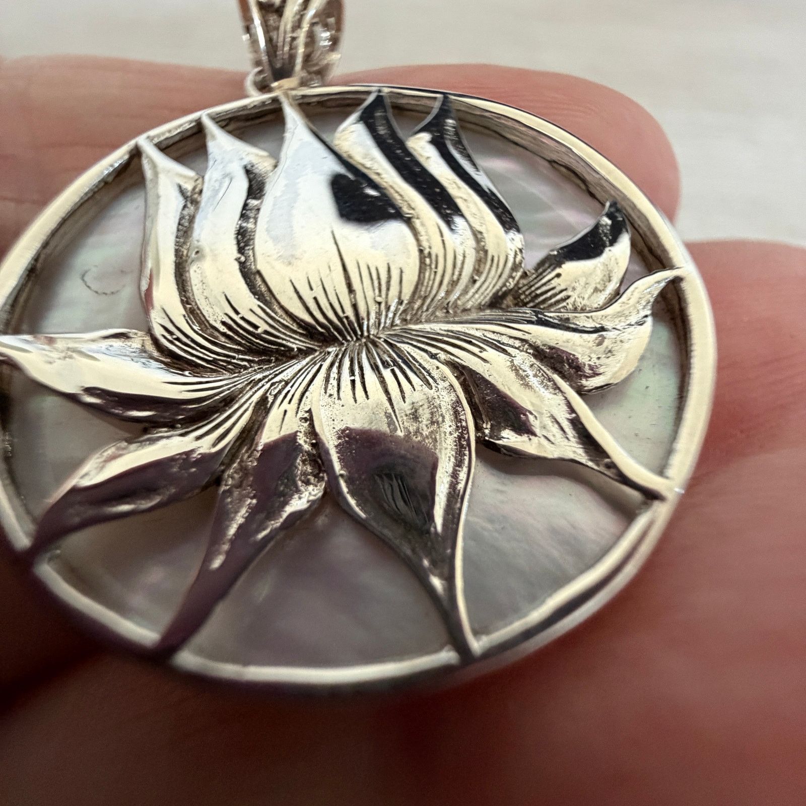 Other Sterling Silver Lotus Medallion Pendant Size ONE SIZE - 4 Thumbnail