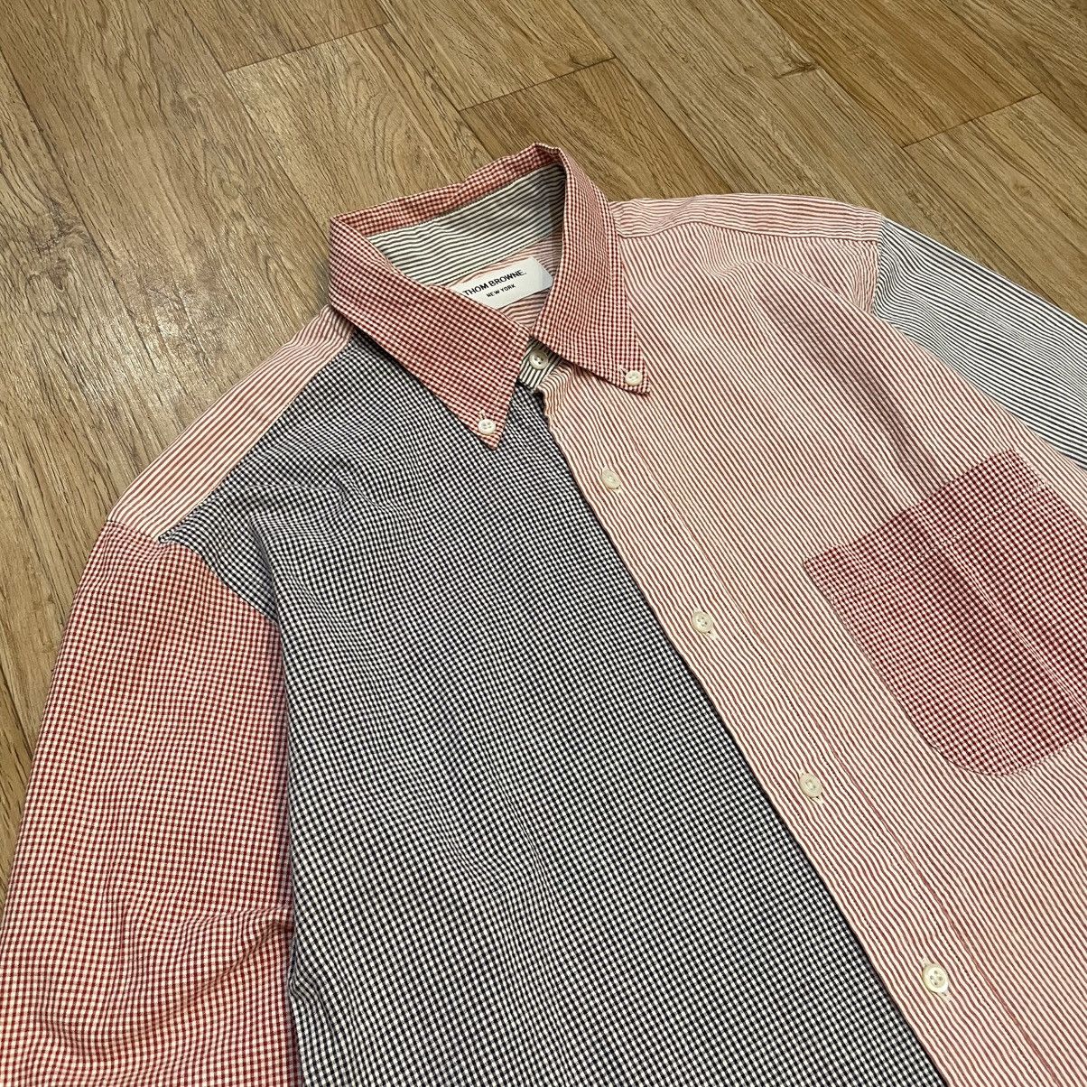 Thom Browne Thom Browne Oxford Patchwork Panel Striped Gingham Shirt Size US M / EU 48-50 / 2 - 2 Thumbnail