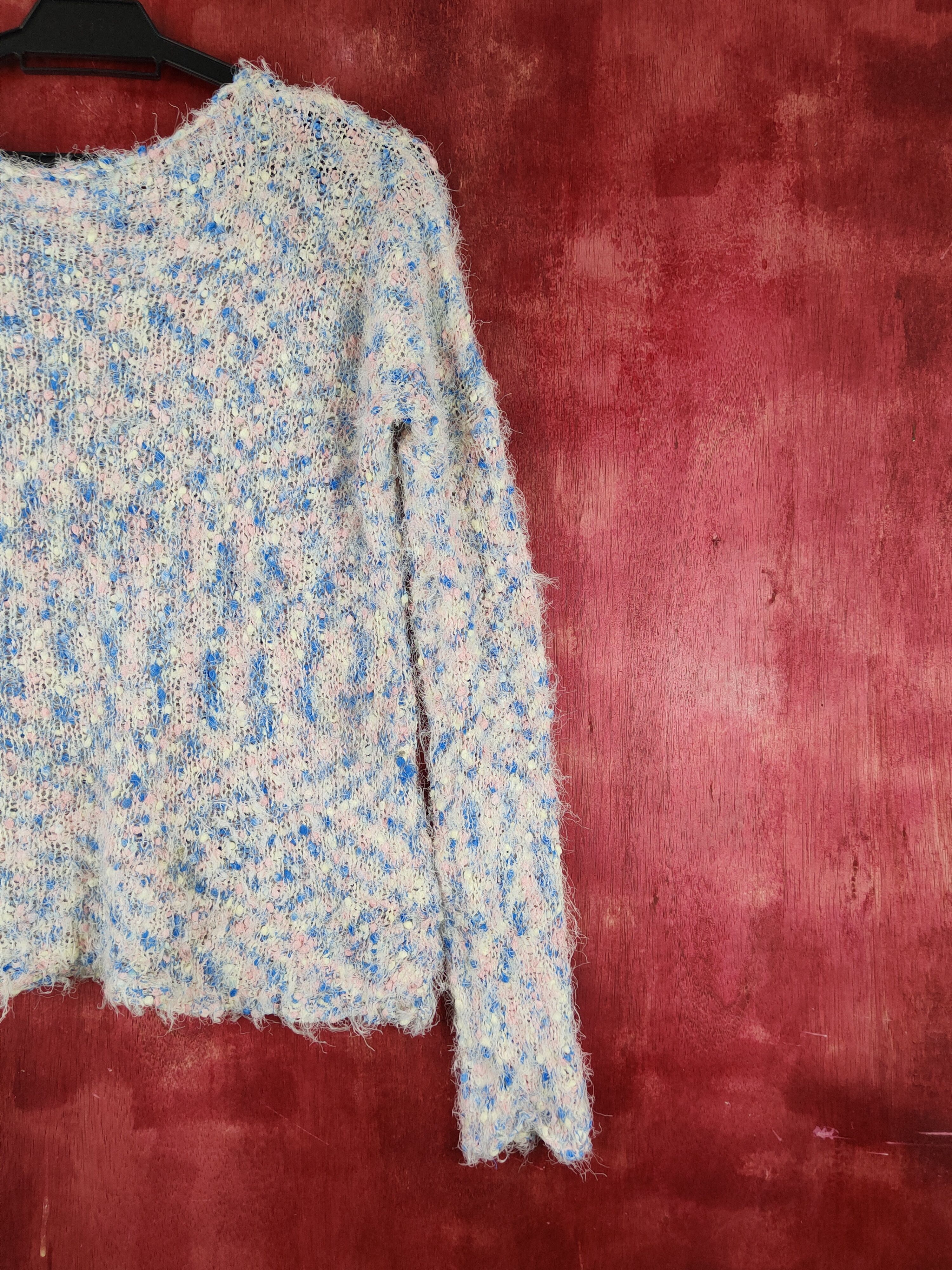 Japanese Brand Appletree Boutique Blue Pink Fur Mohair Knitwear #S1912 Size S / US 4 / IT 40 - 9 Thumbnail