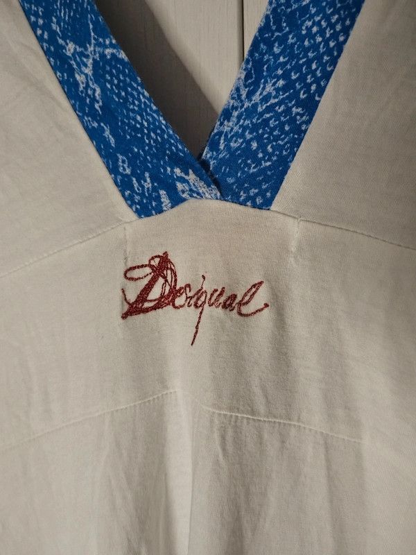 Desigual Desigual white blue summer cotton dress Size S / US 4 / IT 40 - 4 Thumbnail