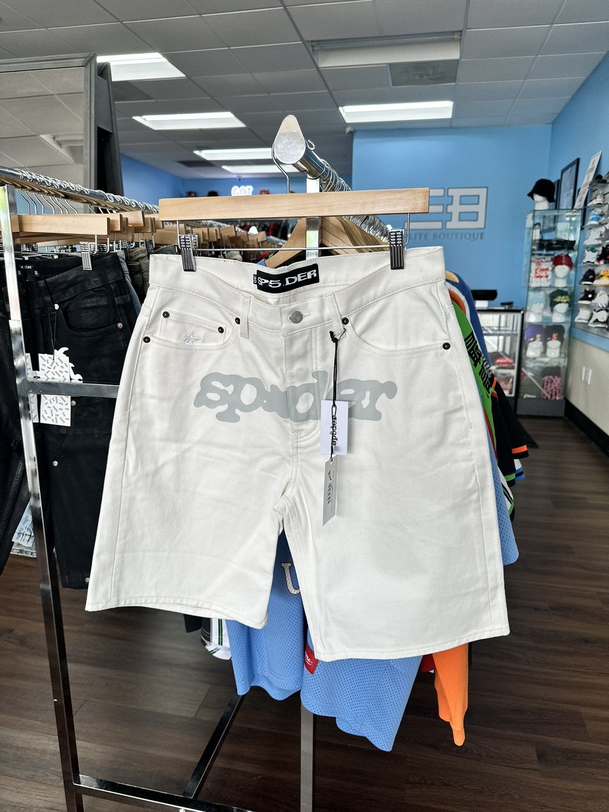 Sp5der Sp5der V3 Logo Denim Short White Size US 30 / EU 46 - 1 Thumbnail