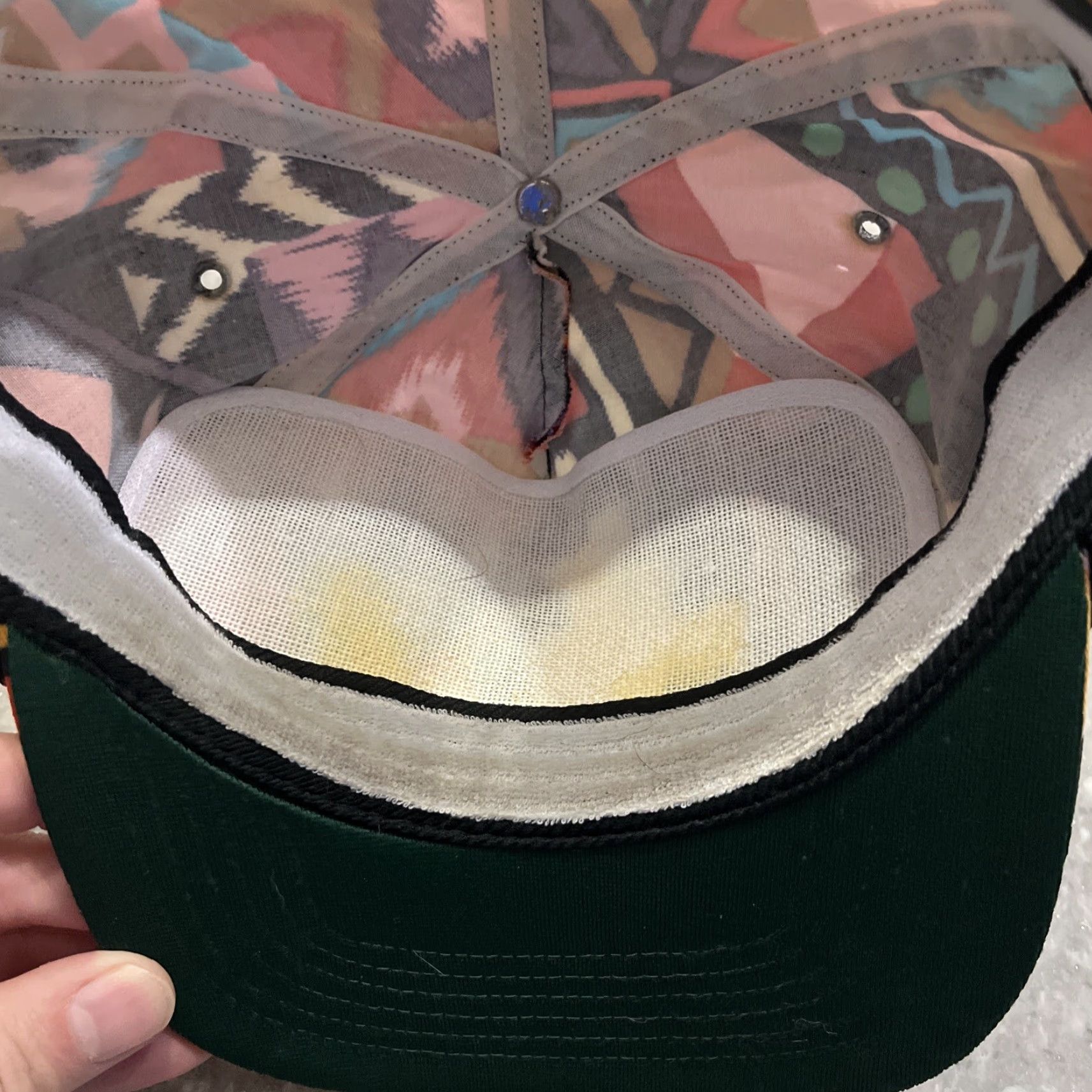 Vintage VINTAGE Kobelco Geometric Print Snapback Hat Size ONE SIZE - 6 Thumbnail