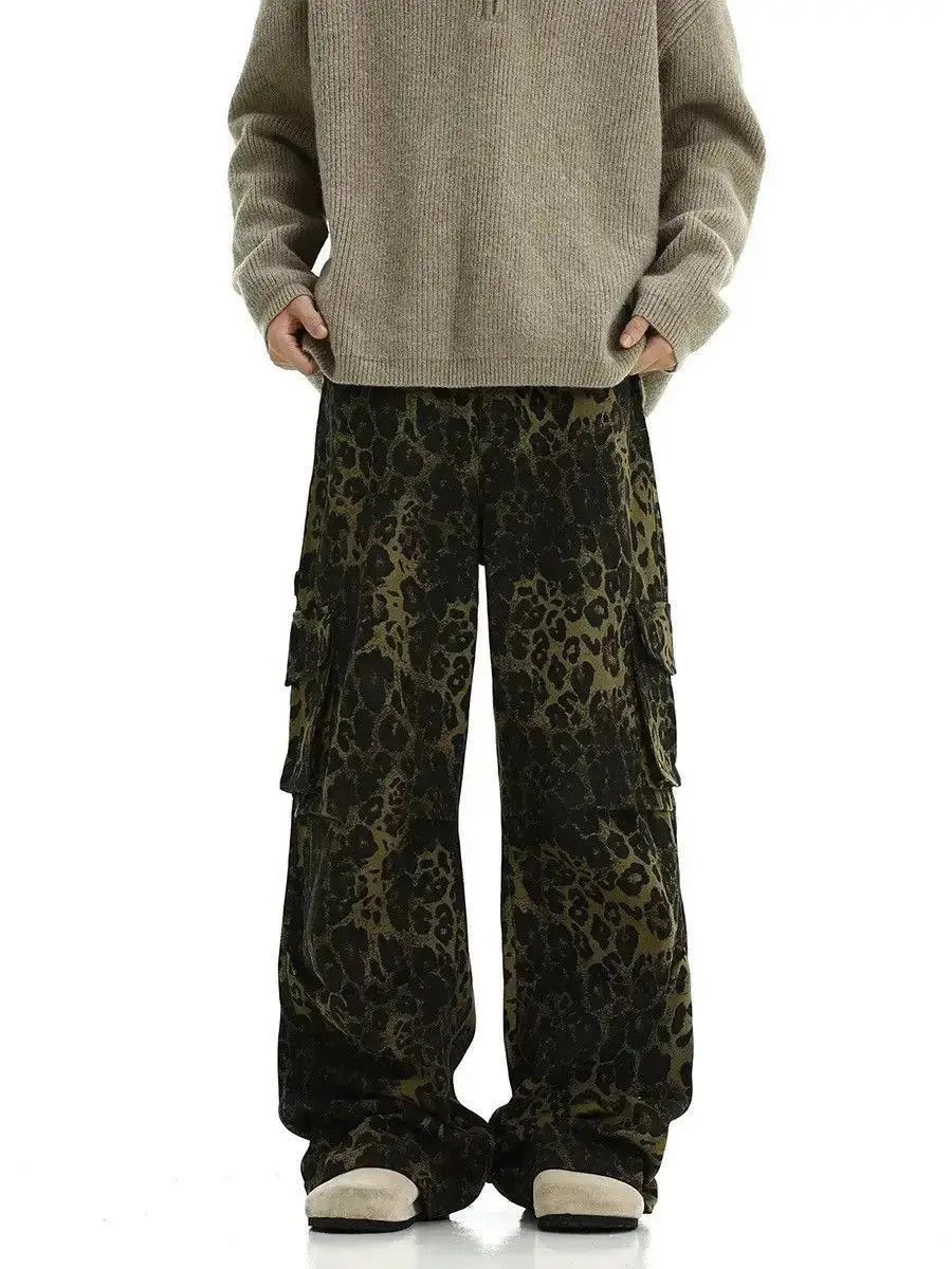 Japanese Brand Retro Leopard Print Baggy Wide Leg Casual Jeans Trousers Size US 32 / EU 48 - 3 Thumbnail
