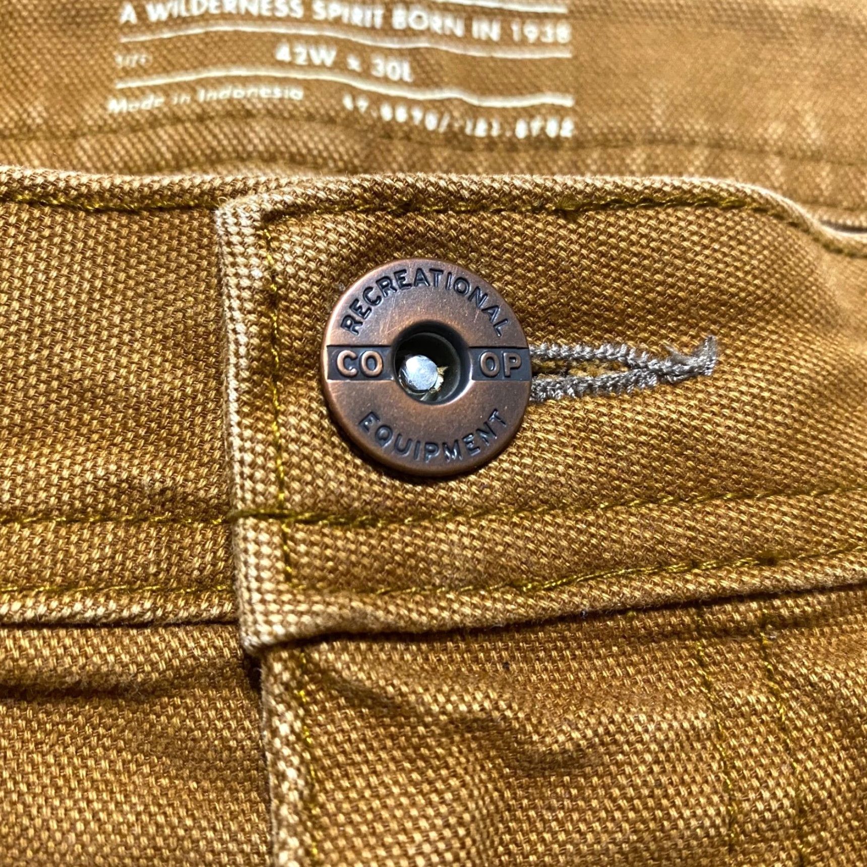 Vintage REI Mens Pants 42x30 Solid Brown Carpenter Straight Leg Work Utility Reg Pants Mens Brown 42x30 Size US 42 / EU 58 - 6 Thumbnail