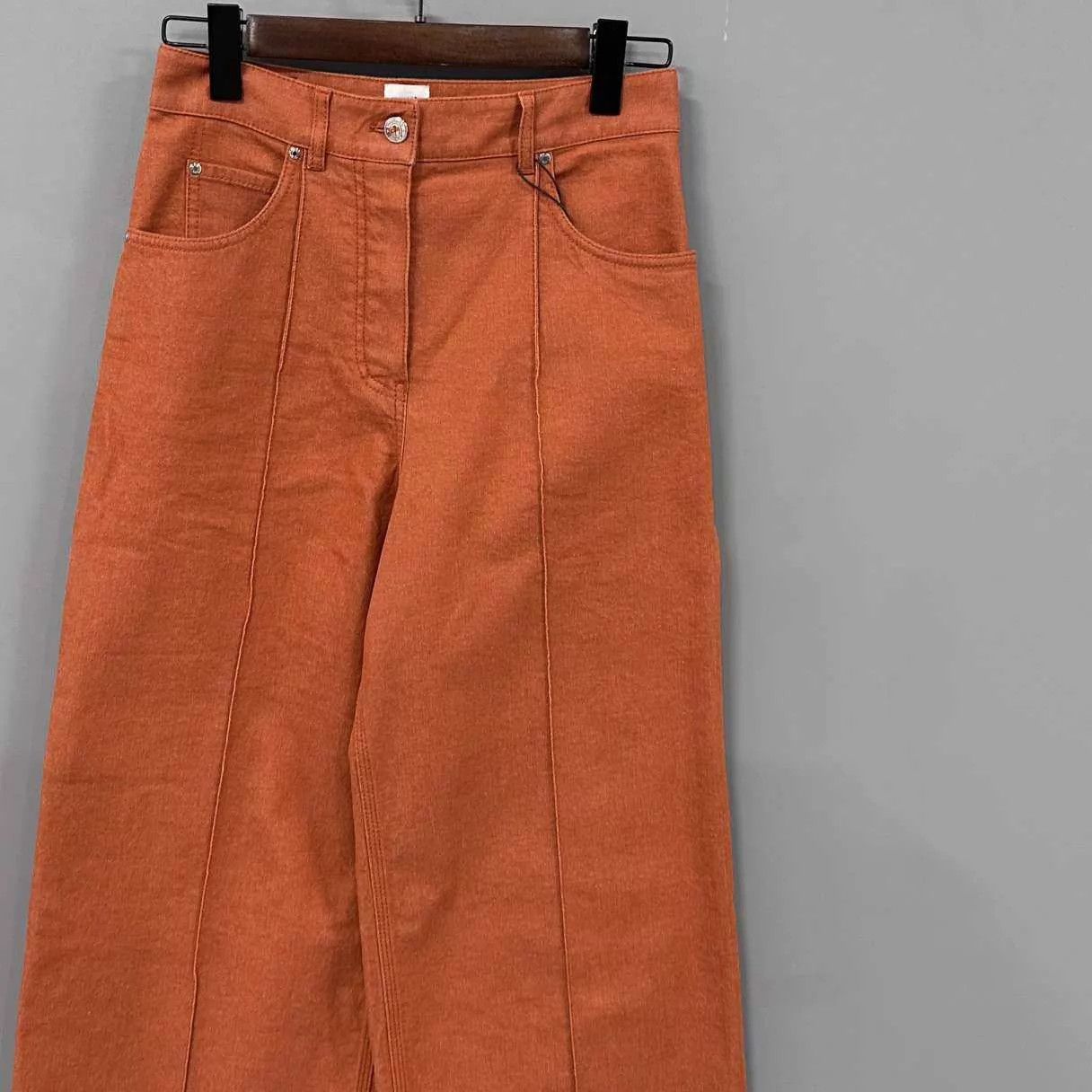 Hermes HERMES Orange Wide Leg Work Pants 36 99 New Size 26" / US 2 / IT 38 - 2 Thumbnail