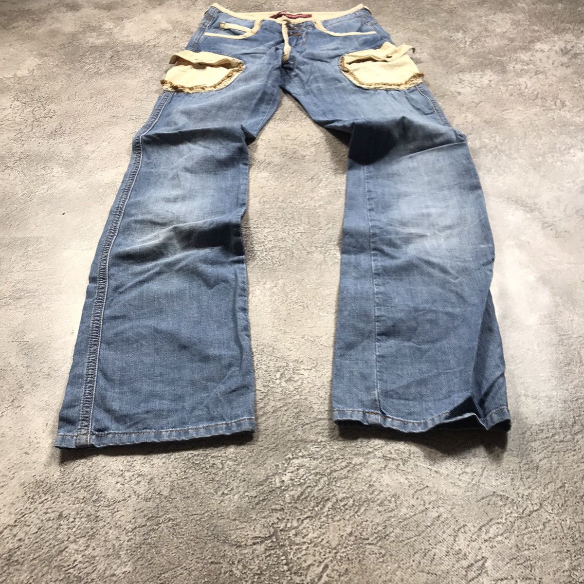 Vintage Vintage 90s Distressed Baggy Cargo Jeans Skate Y2K Logo 26 Size 26" / US 2 / IT 38 - 1 Thumbnail