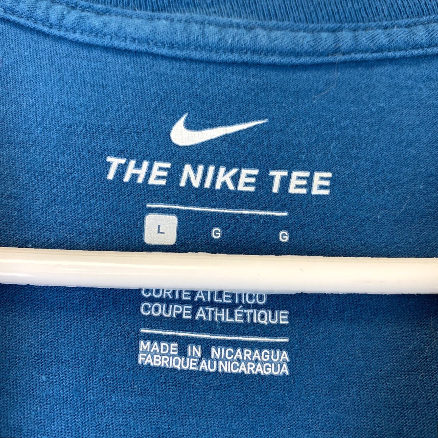 Nike Nike T-Shirt Swoosh Logo Short Sleeve Crew Neck Men L White Blue 70-27 Size US L / EU 52-54 / 3 - 3 Thumbnail
