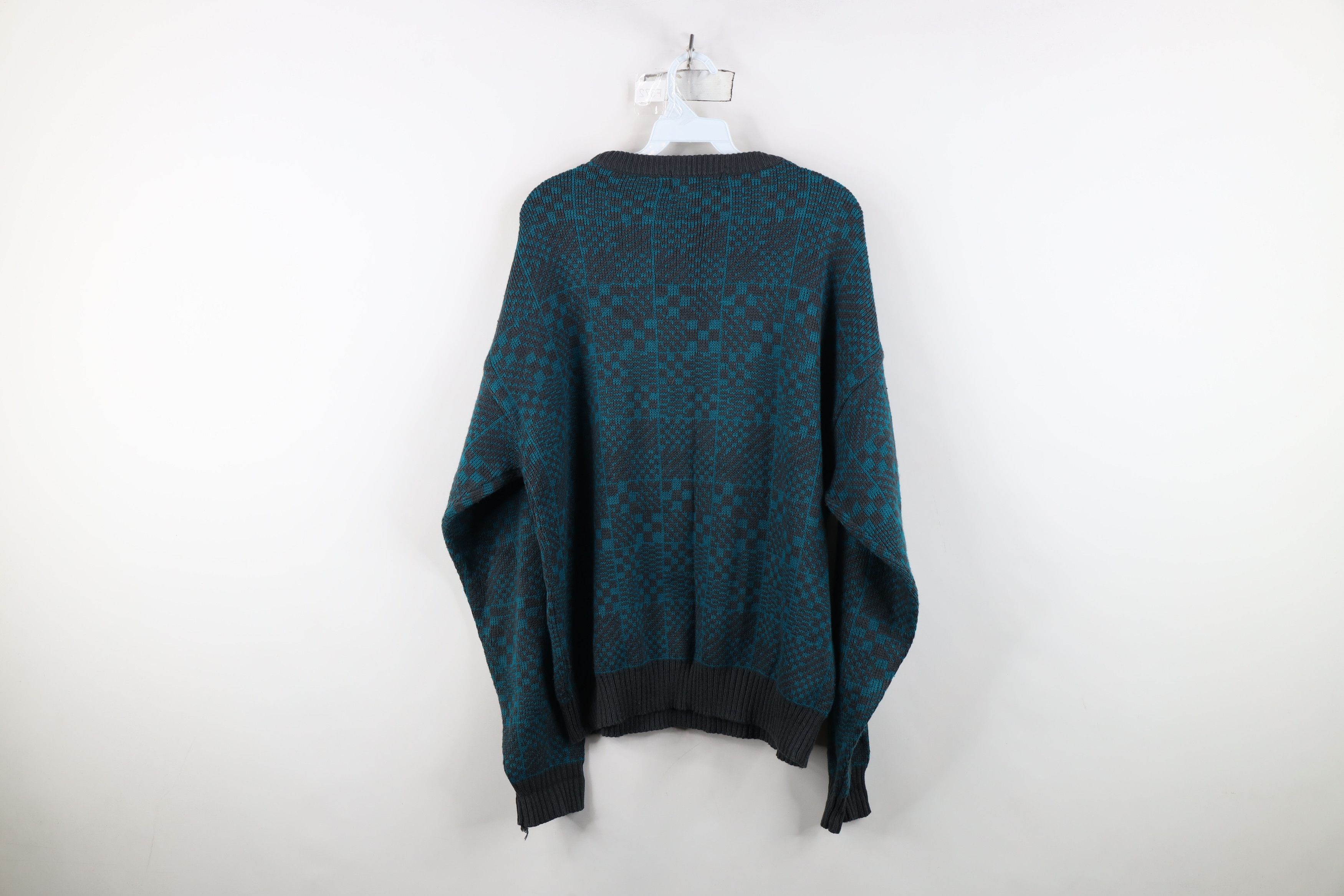 Vintage Vintage 90s Streetwear Checkered Knit Crewneck Sweater Size US L / EU 52-54 / 3 - 8 Thumbnail