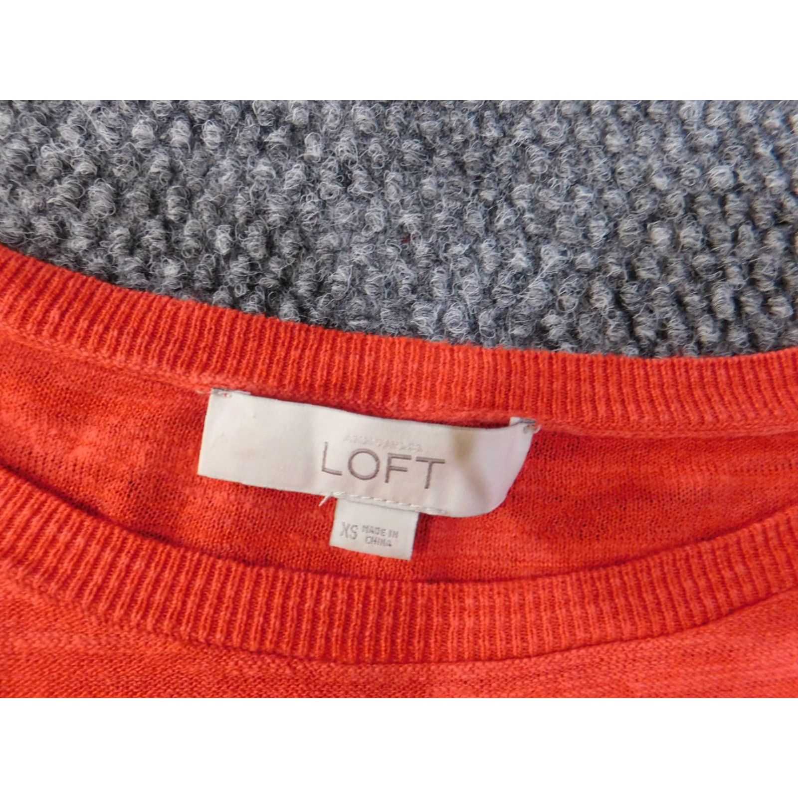 Loft LOFT Sweater XS Orange Pullover Roundneck Womens Cotton Viscose Geometric Modern Regular Knit Rib Size XS / US 0-2 / IT 36-38 - 6 Thumbnail