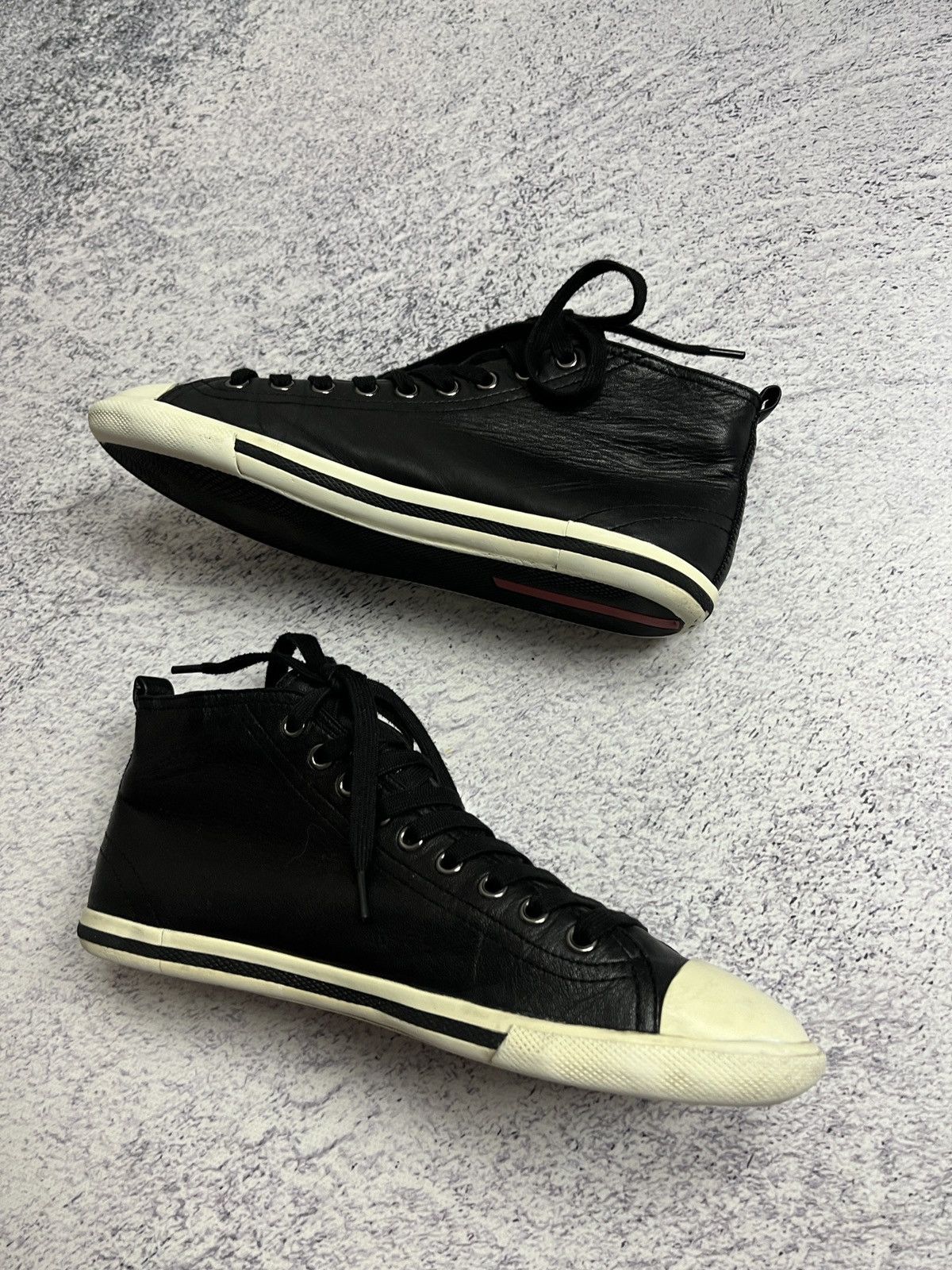 Prada Prada Red Tab Leather High Top Sneakers Shoes Size US 6 / IT 36 - 6 Thumbnail